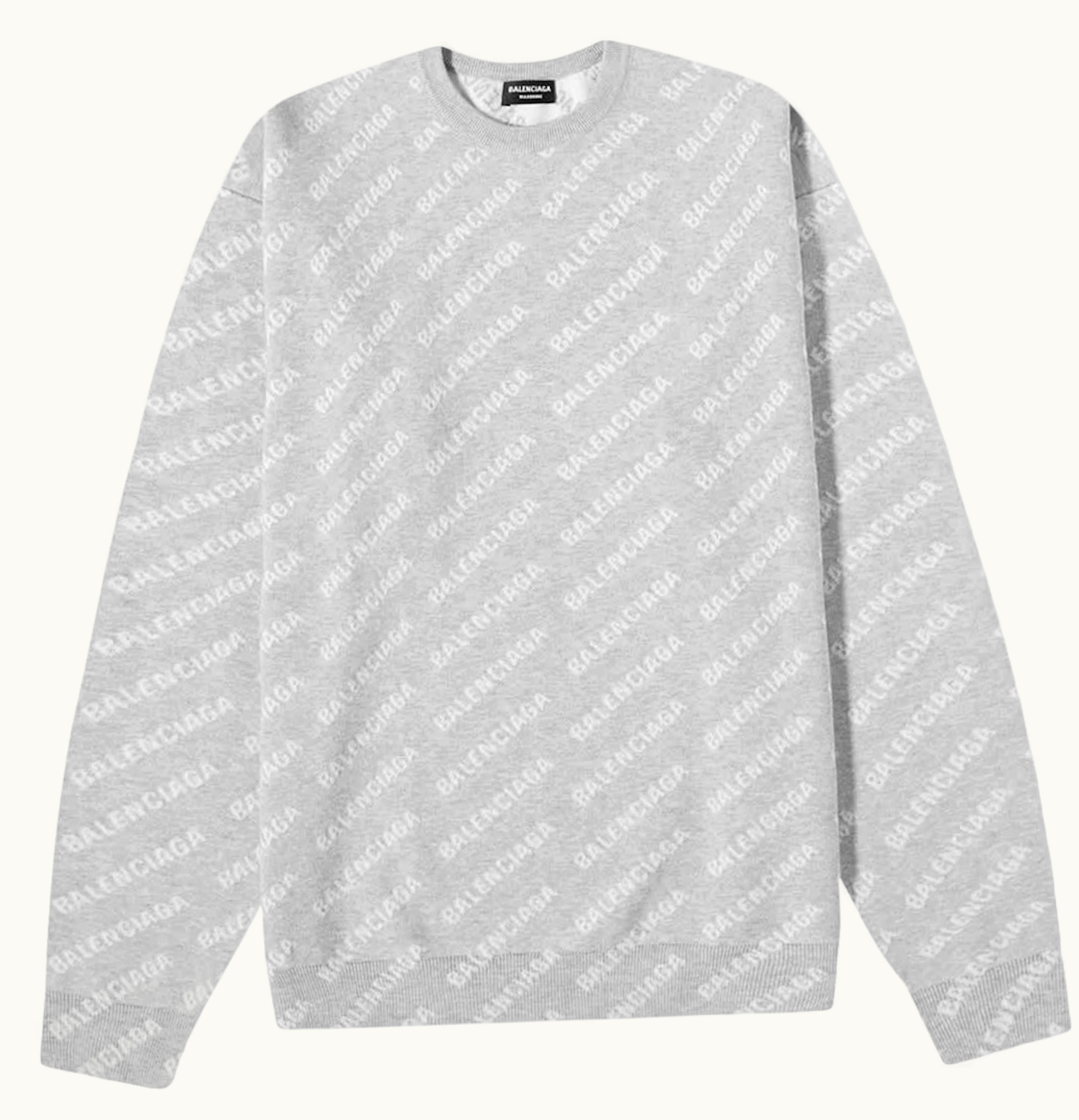 Balenciaga Balenciaga All Over Logo Knit Crewneck Grey White
