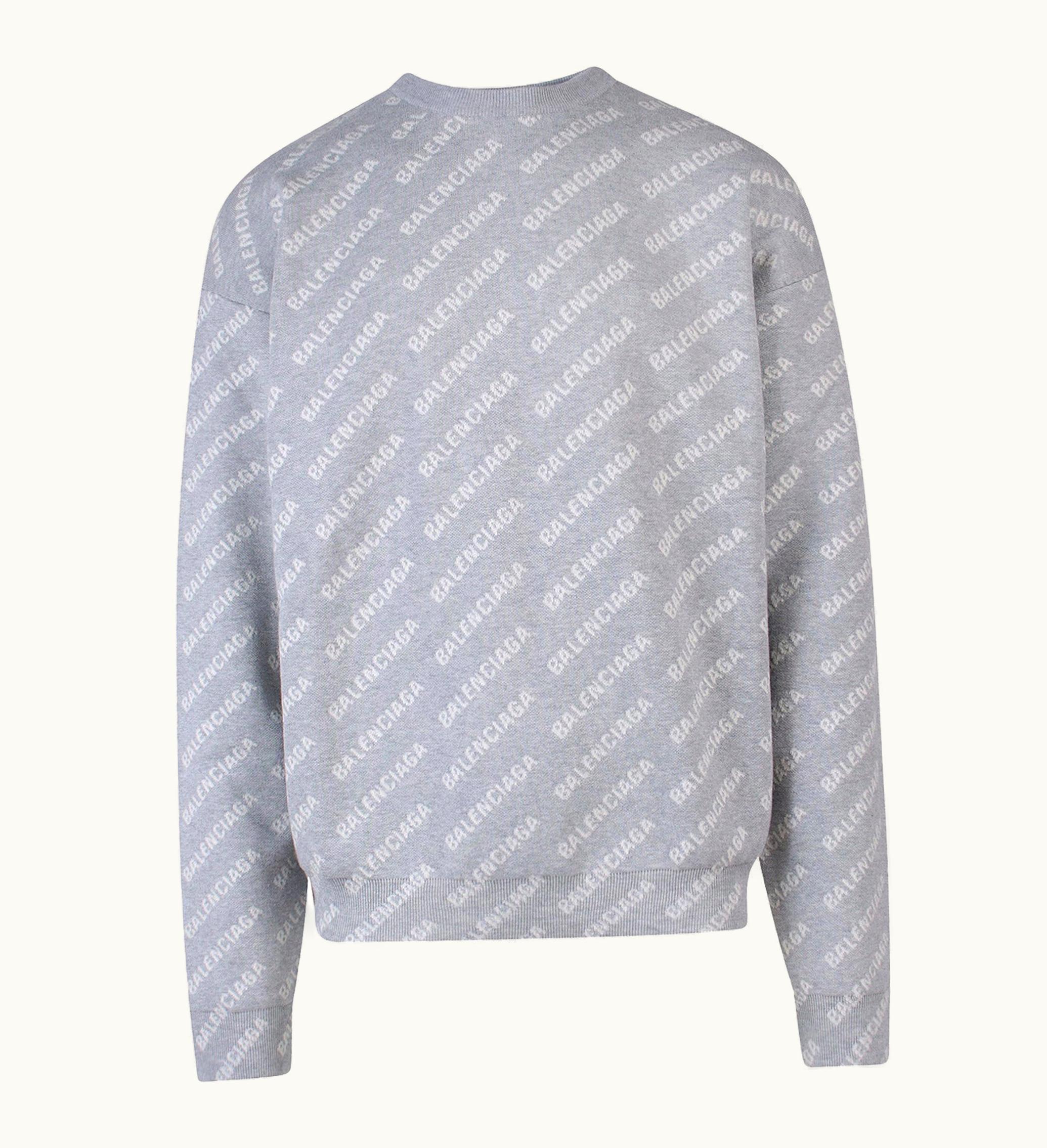 Balenciaga Balenciaga All Over Logo Knitwear Sweater Grey
