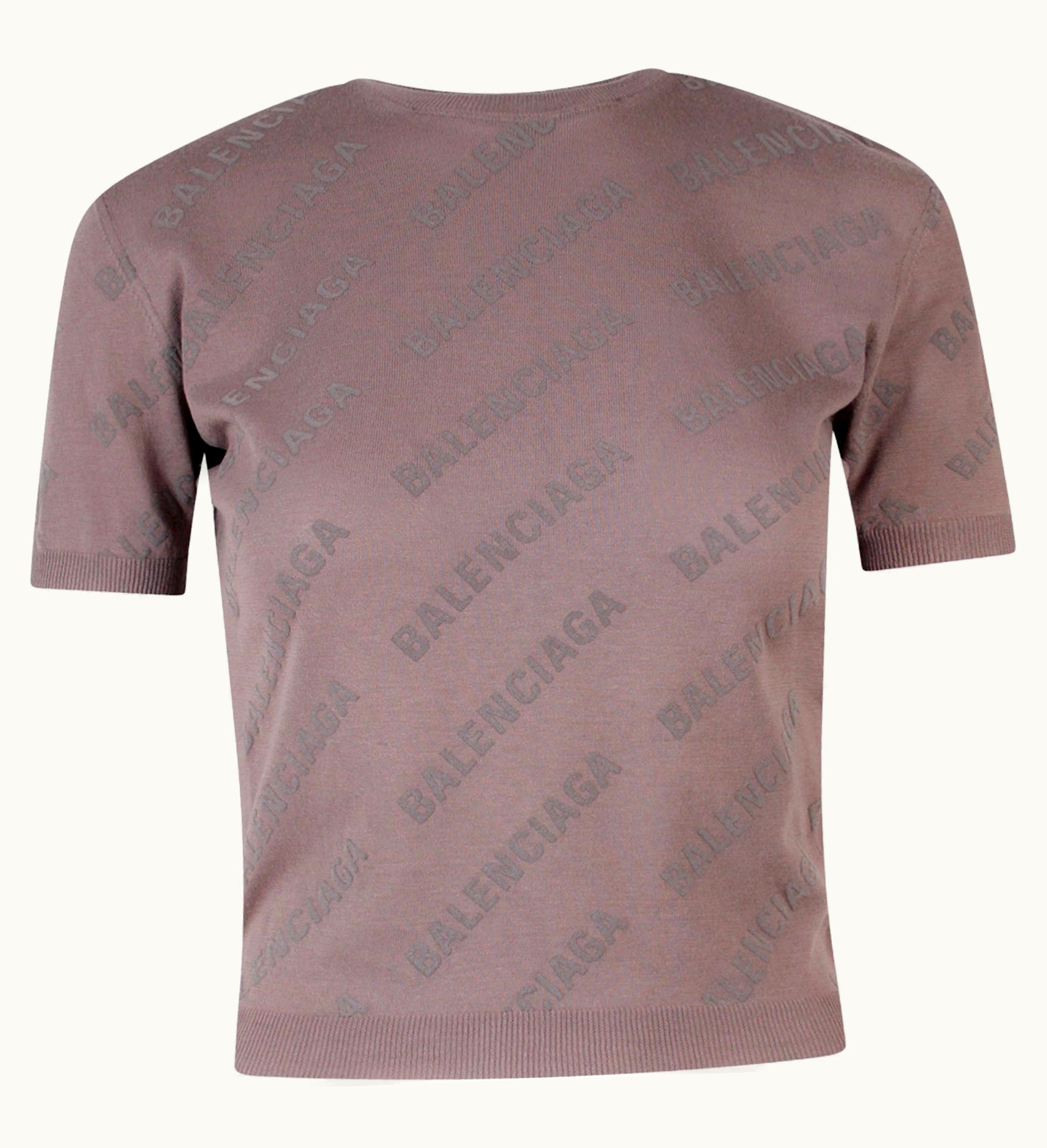 Balenciaga Balenciaga All Over Logo T Shirt Beige