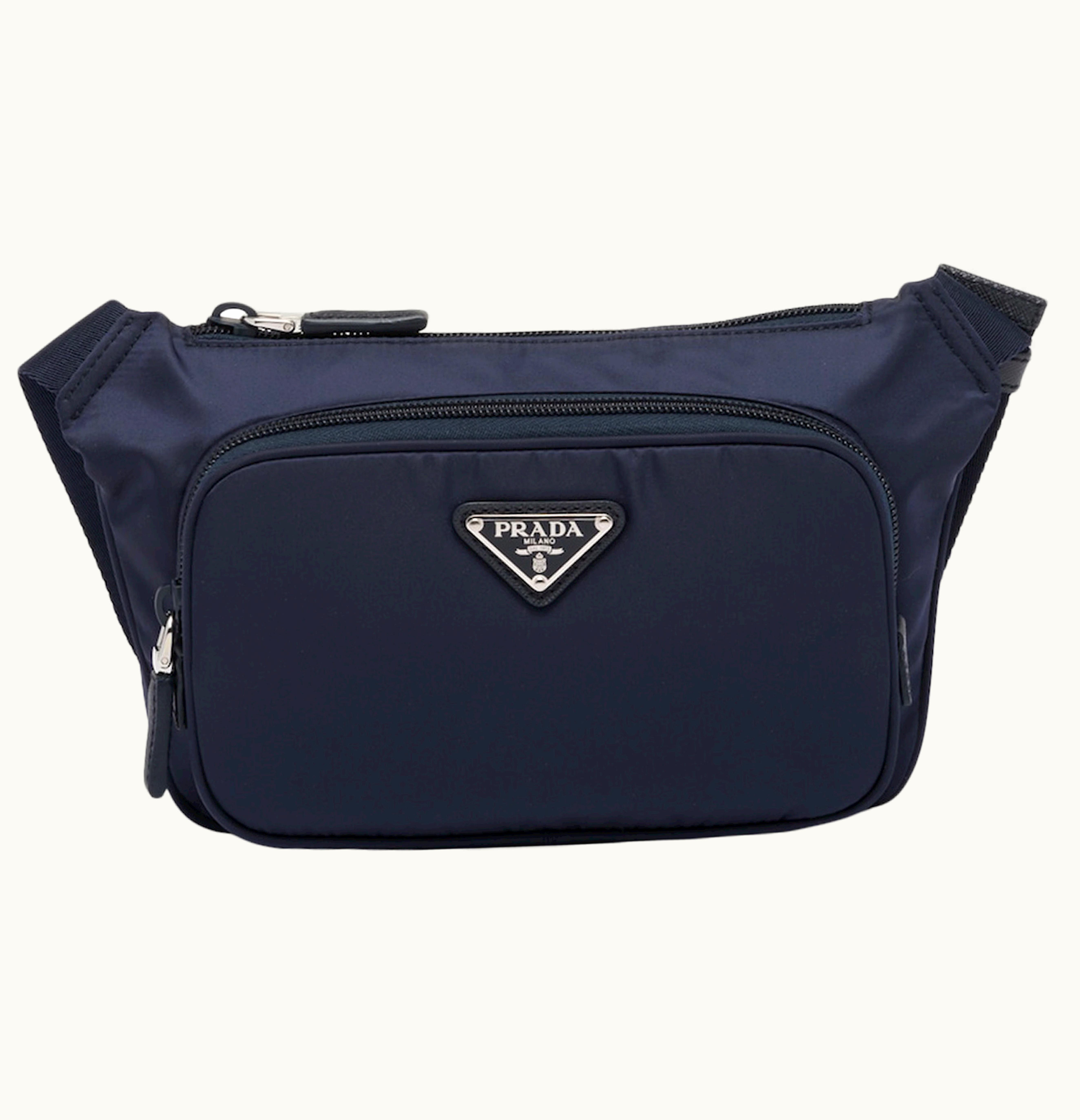 Prada Re Nylon And Saffiano Leather Shoulder Bag Navy