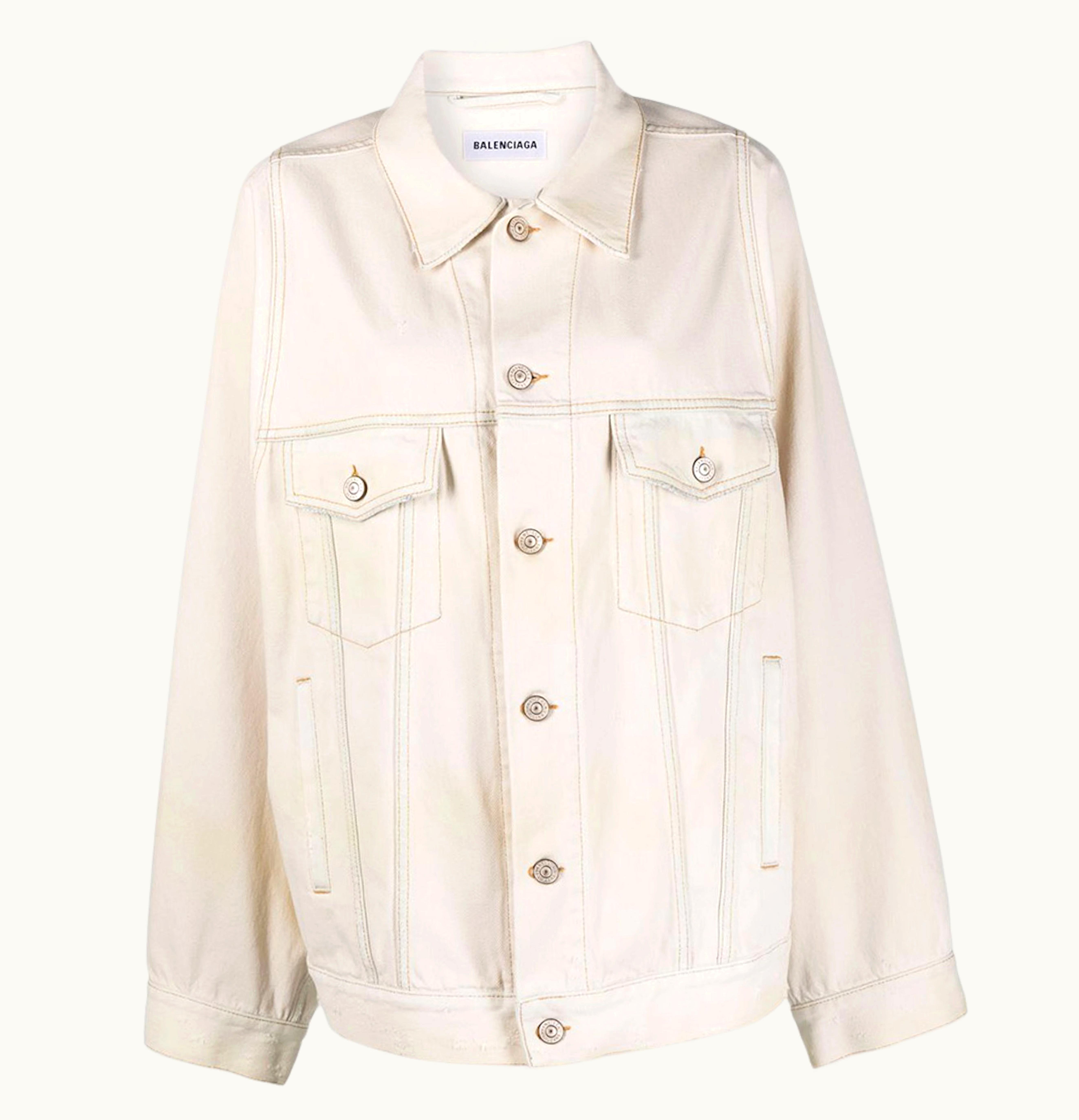 Balenciaga Balenciaga Drop Shoulder Oversized Sleeve Denim Jacket Light Beige