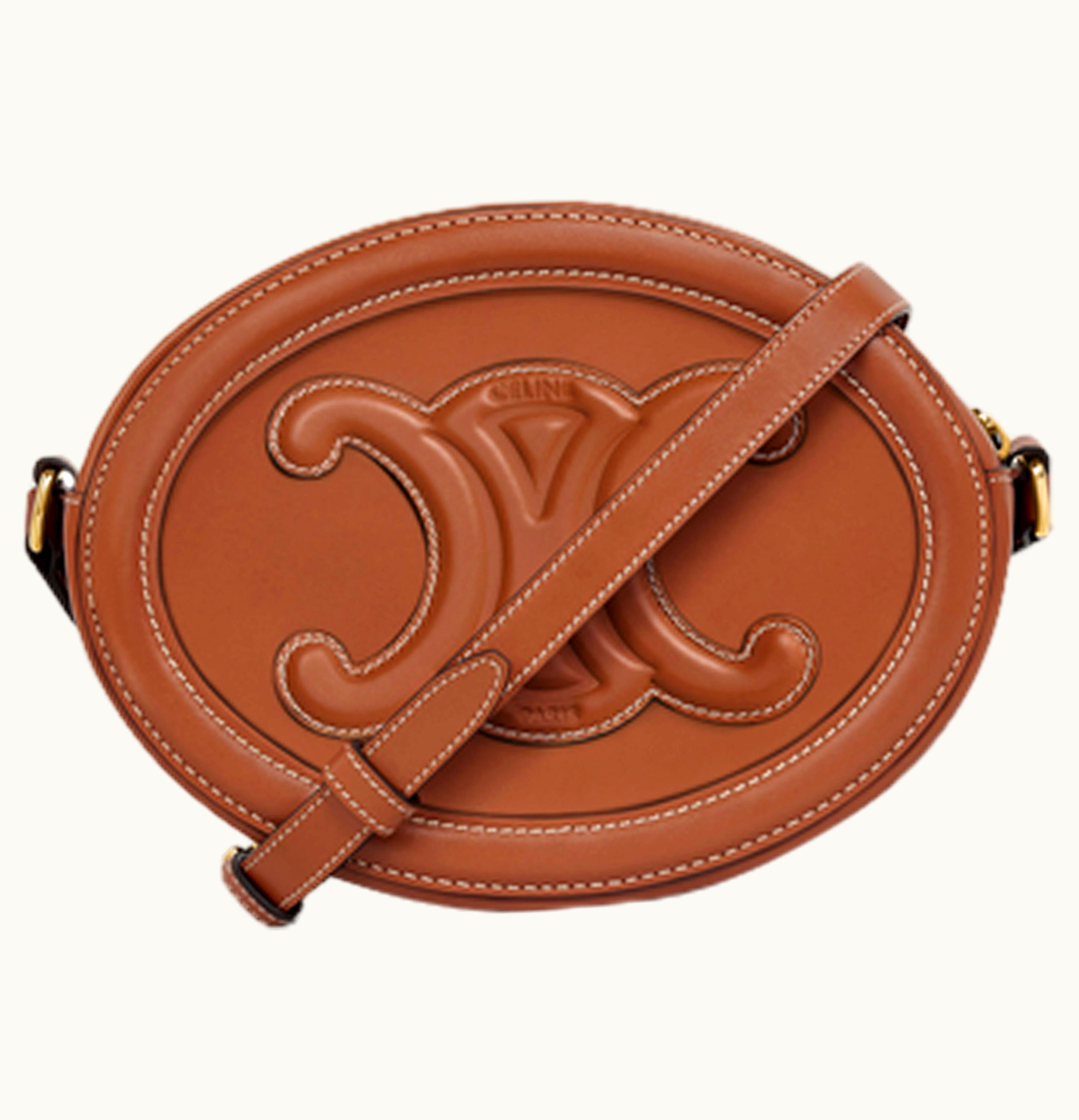 Celine Cuir Triomphe Oval Bag Tan