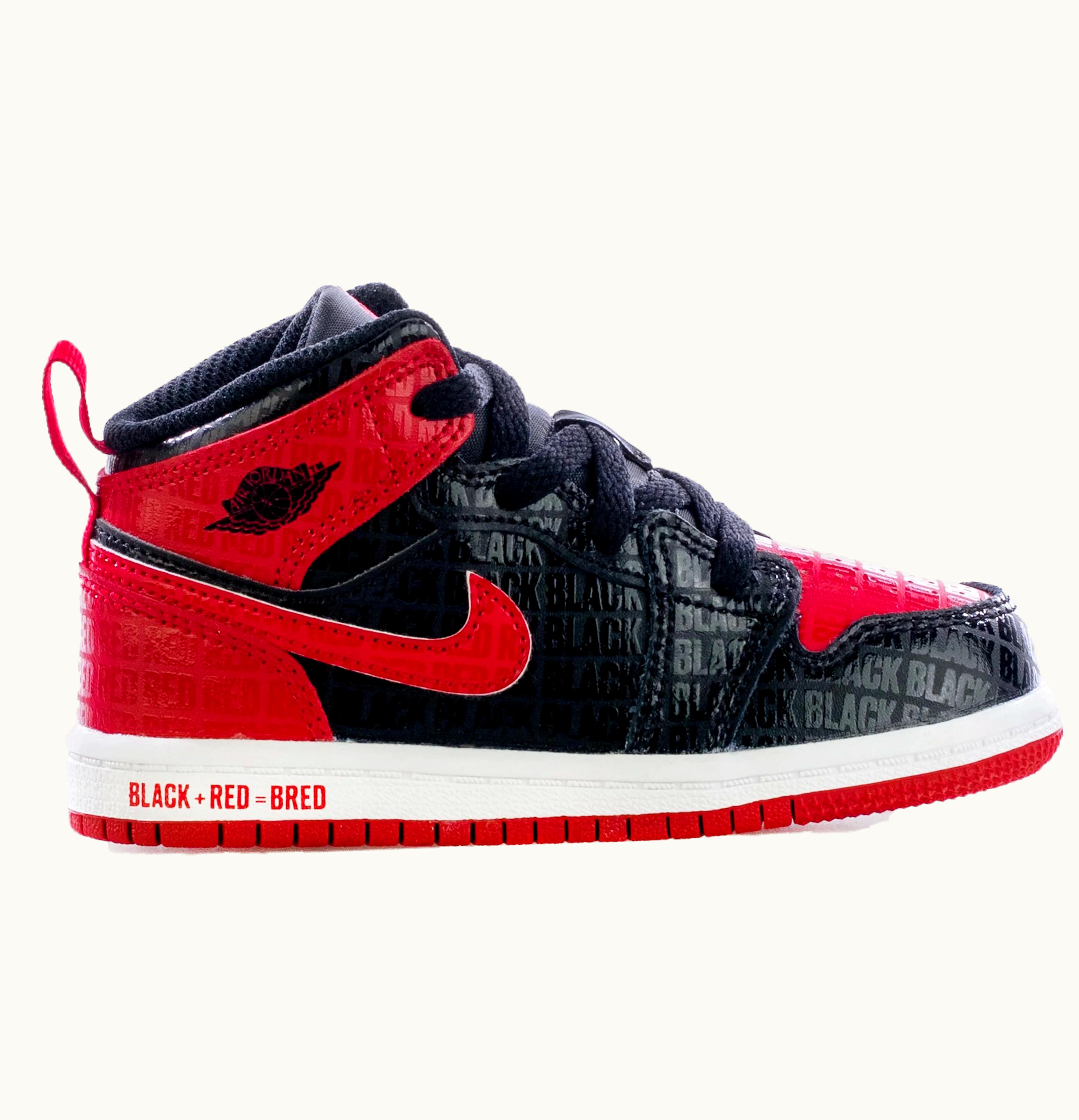 Jordan Air Jordan 1 Mid Black Red Bred TD