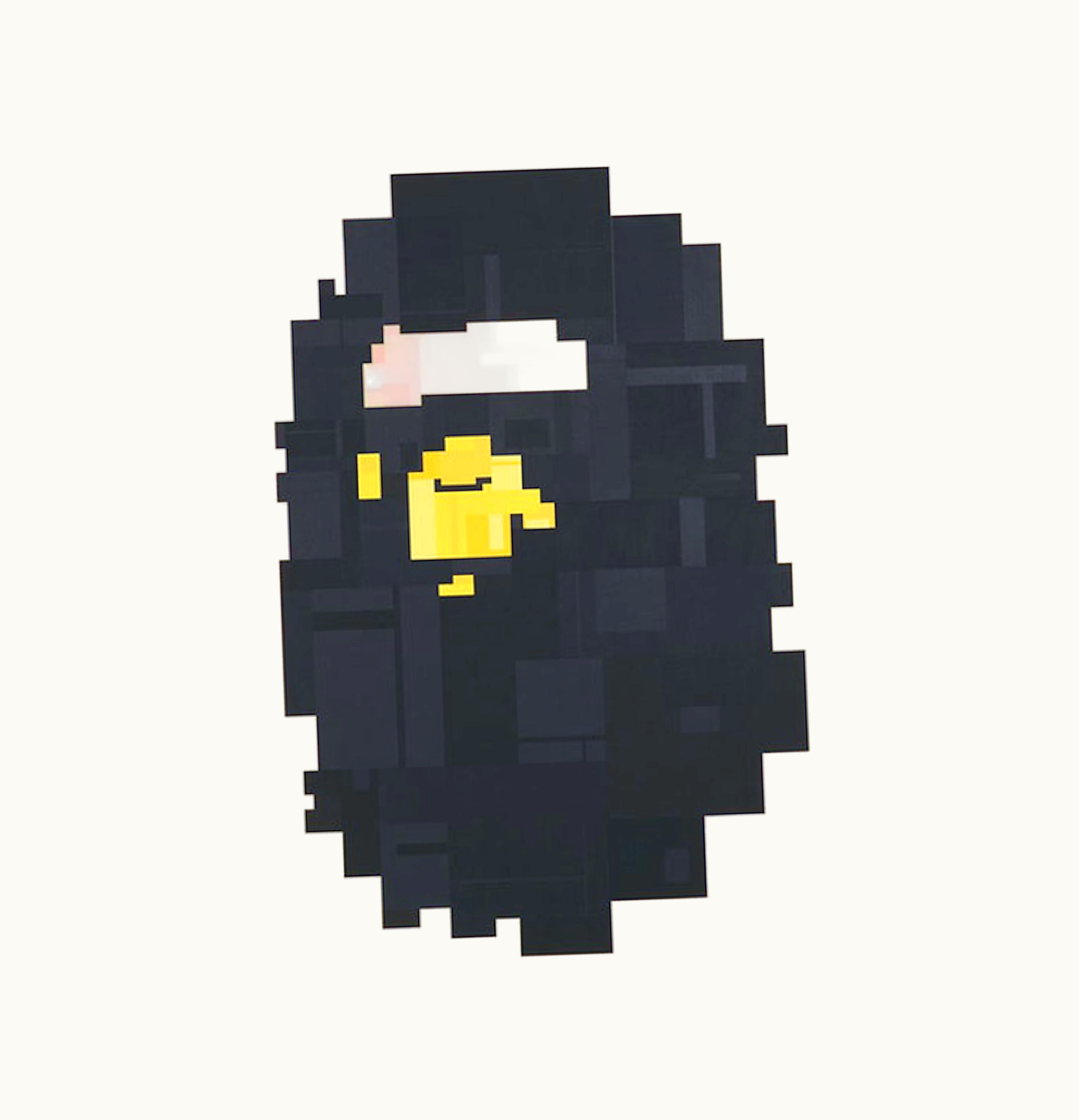 BAPE BAPE Ape Head Yellow And Black By Adam Lister Print