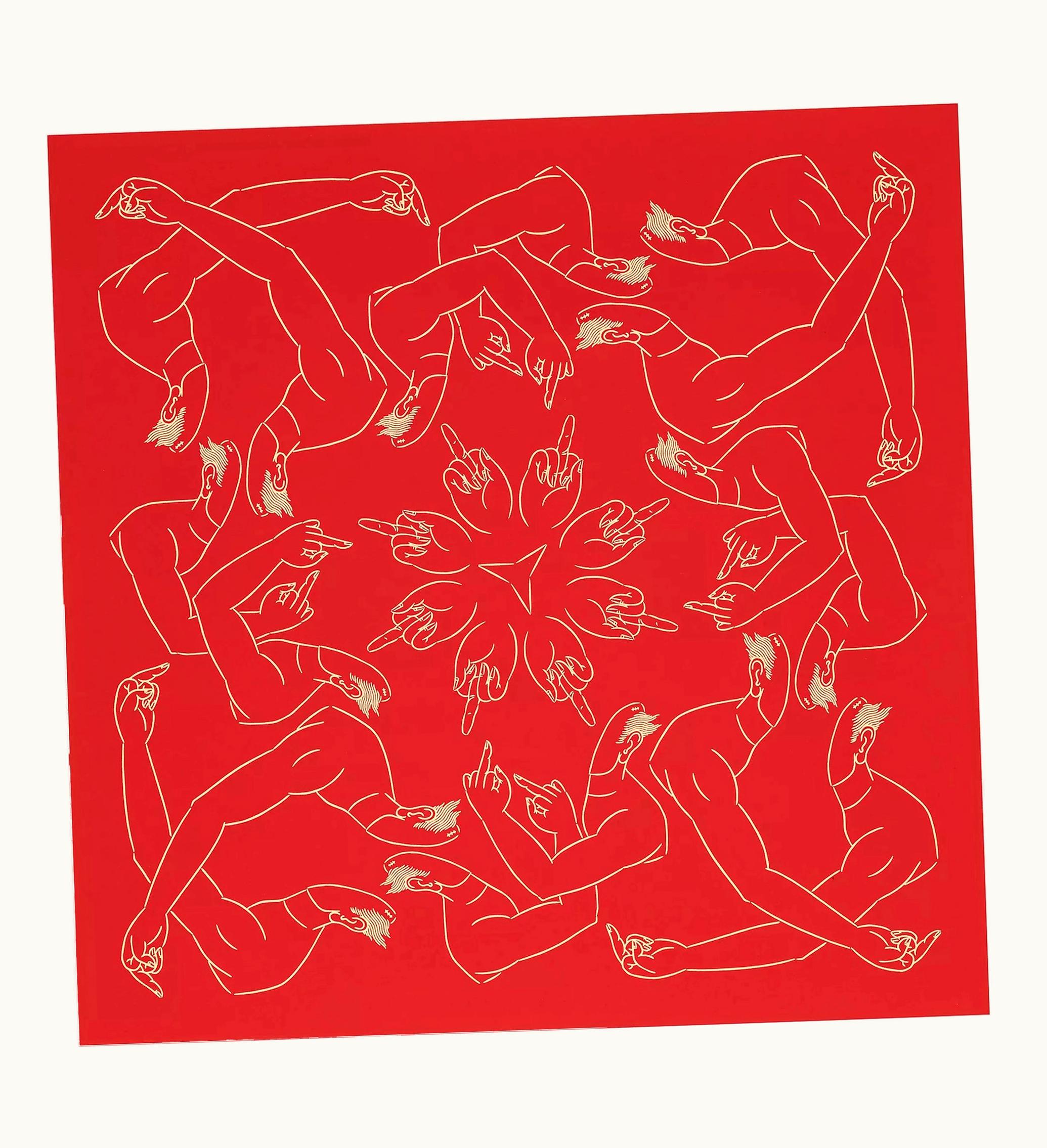 Ai Weiwei Middle Finger In Red Print Signed Edition Of 1285