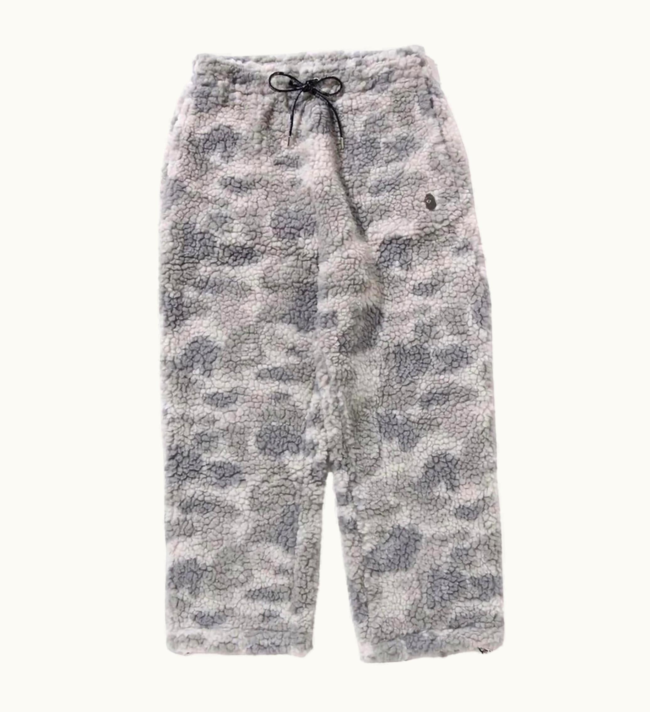 BAPE BAPE Tonal Solid Camo Metal Ape Head One Point Fleece Pants Gray