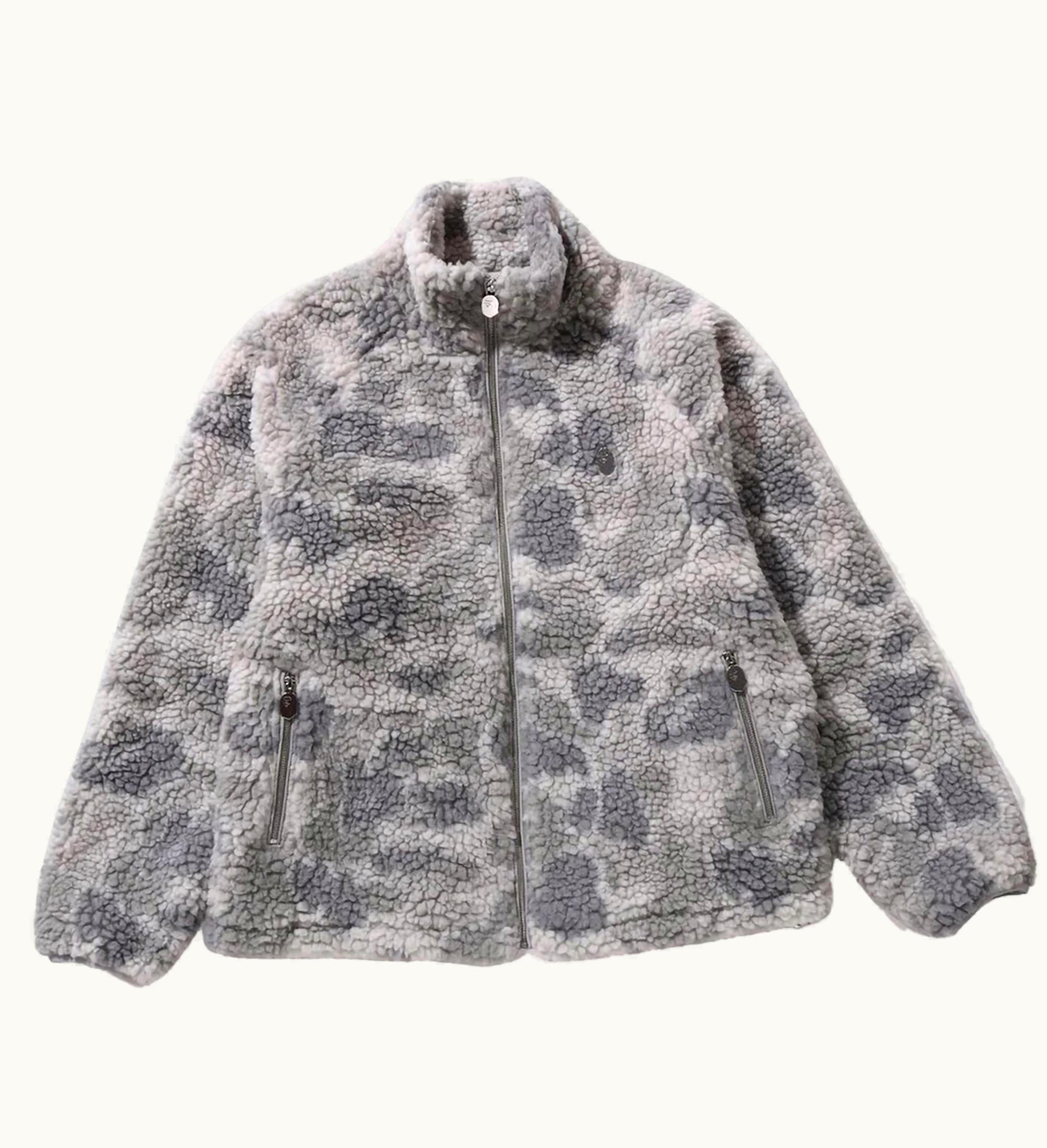 BAPE BAPE Tonal Solid Camo Metal Ape Head One Point Fleece Jacket Gray