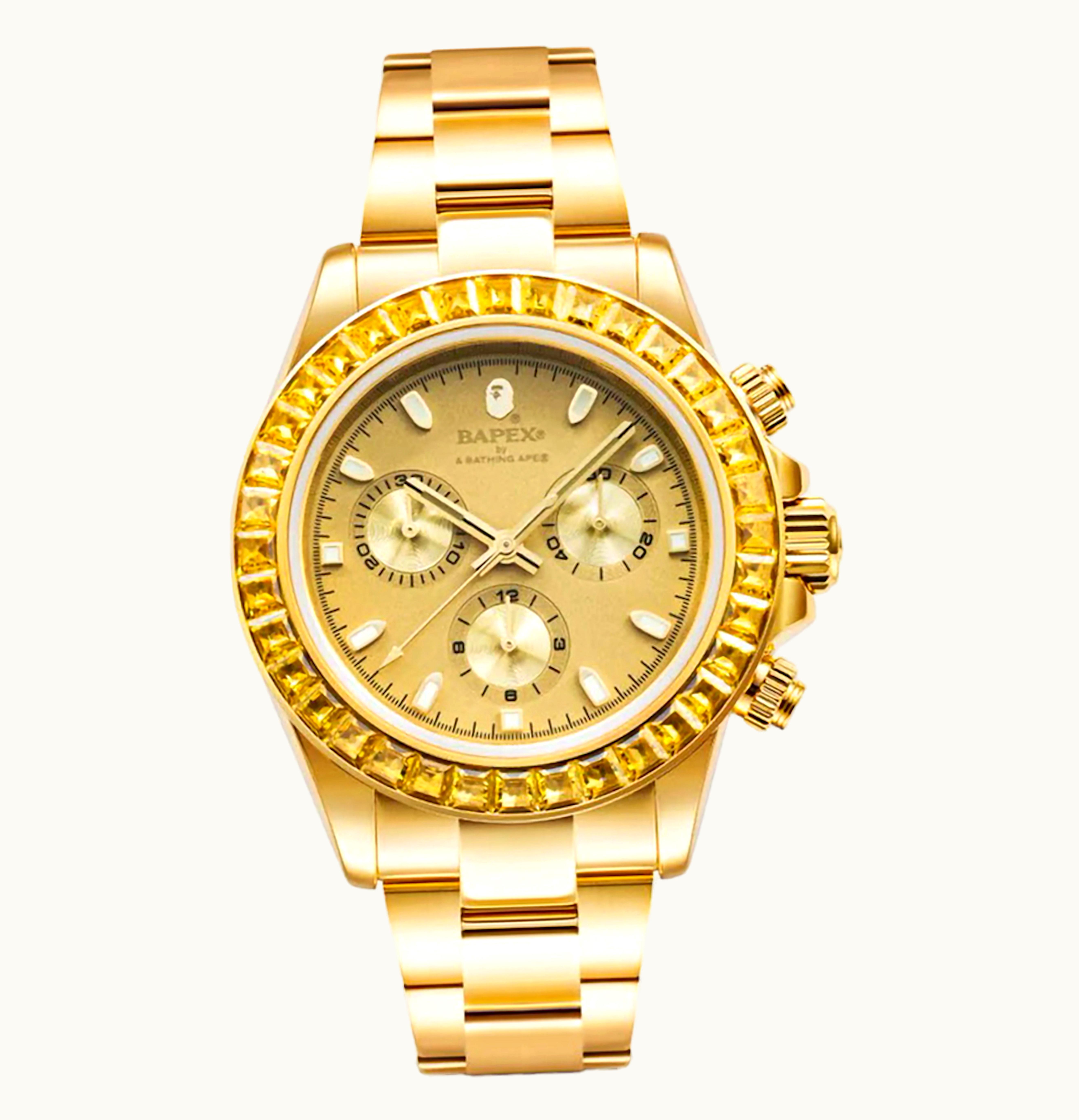 BAPE BAPE Type 4 Bapex Crystal Stone Gold Watch Gold