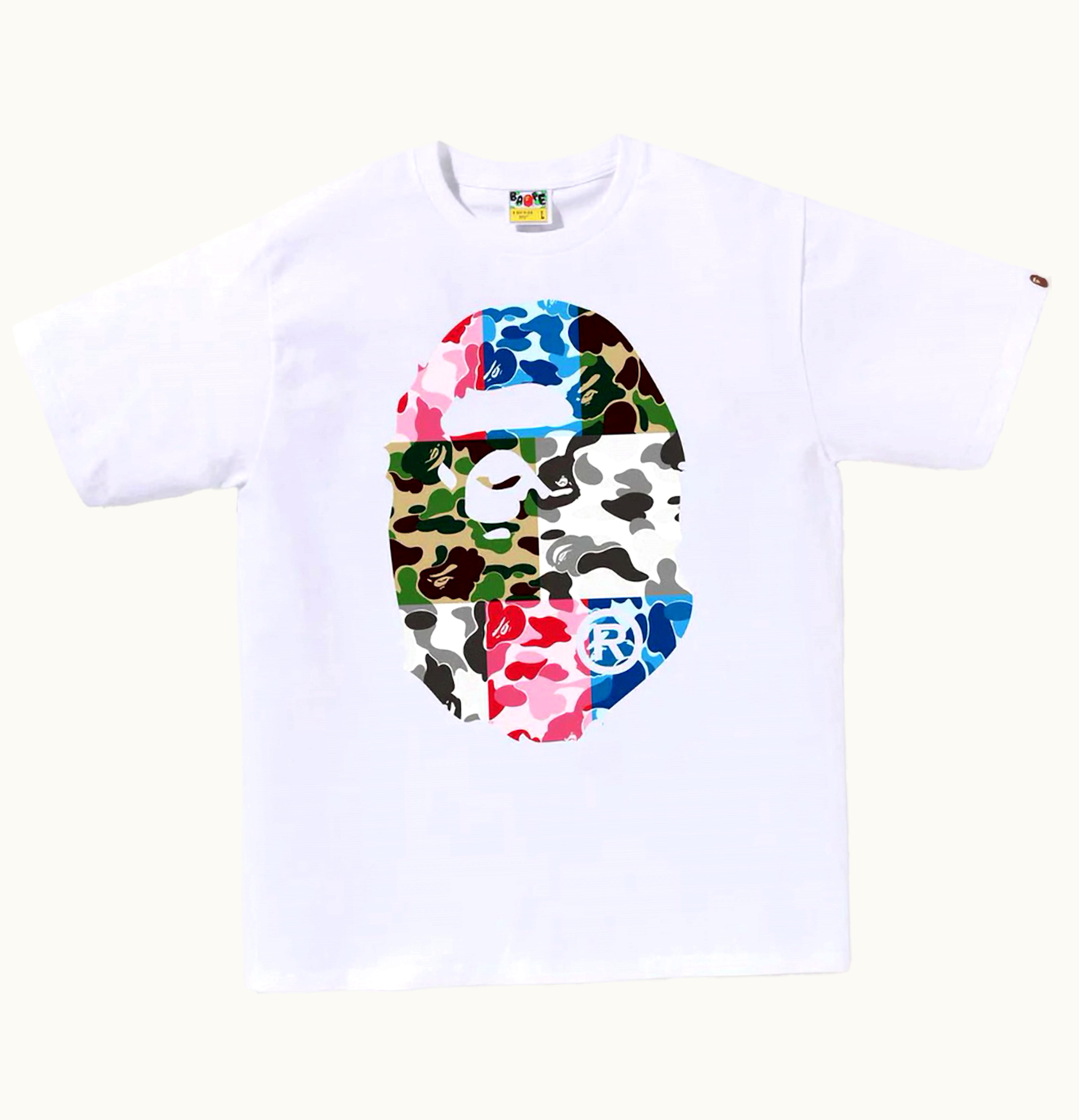 BAPE BAPE Abc Camo Crazy Big Ape Head Tee White