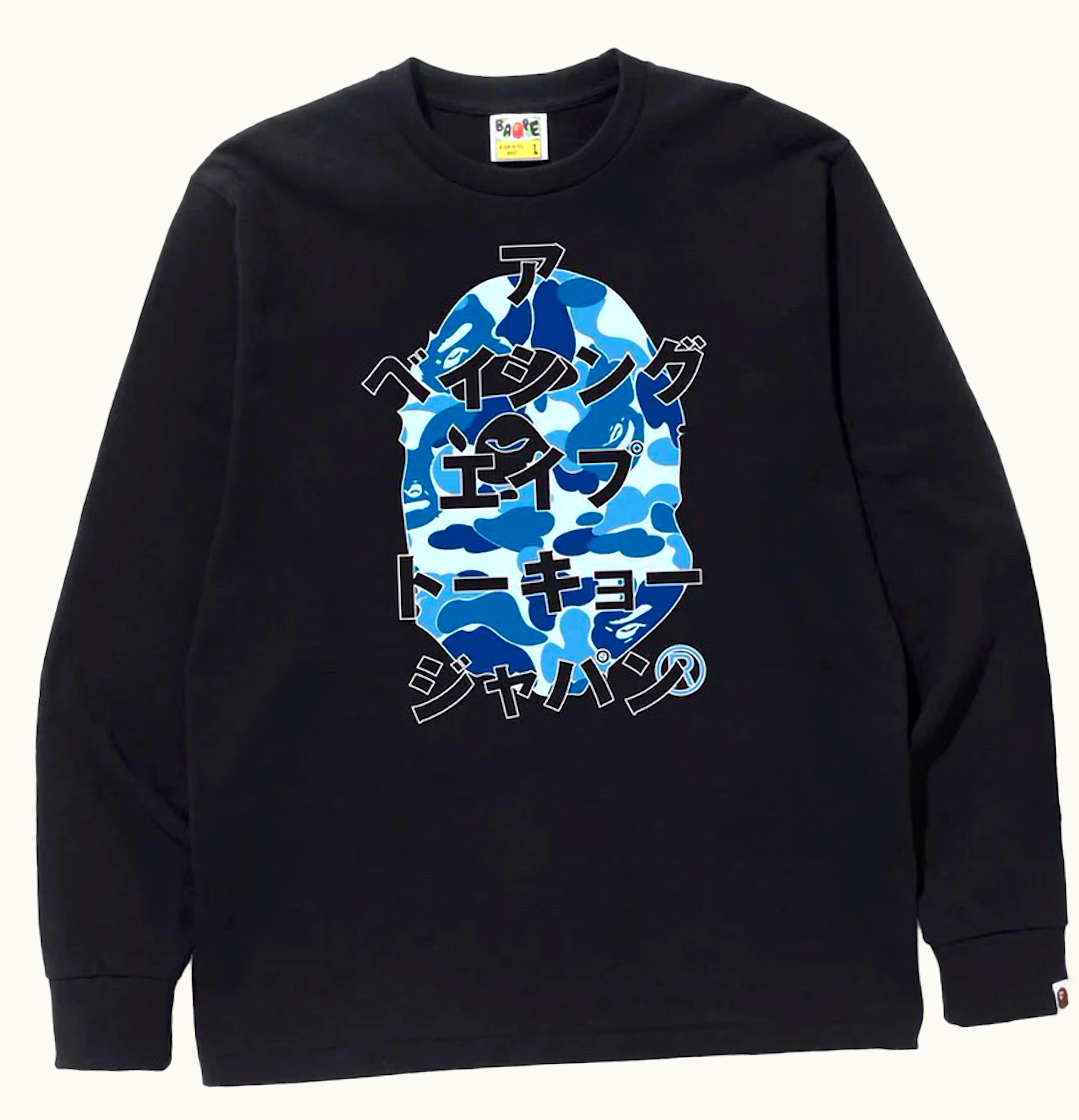 BAPE BAPE Abc Camo Japanese Letters L S Tee Black Blue