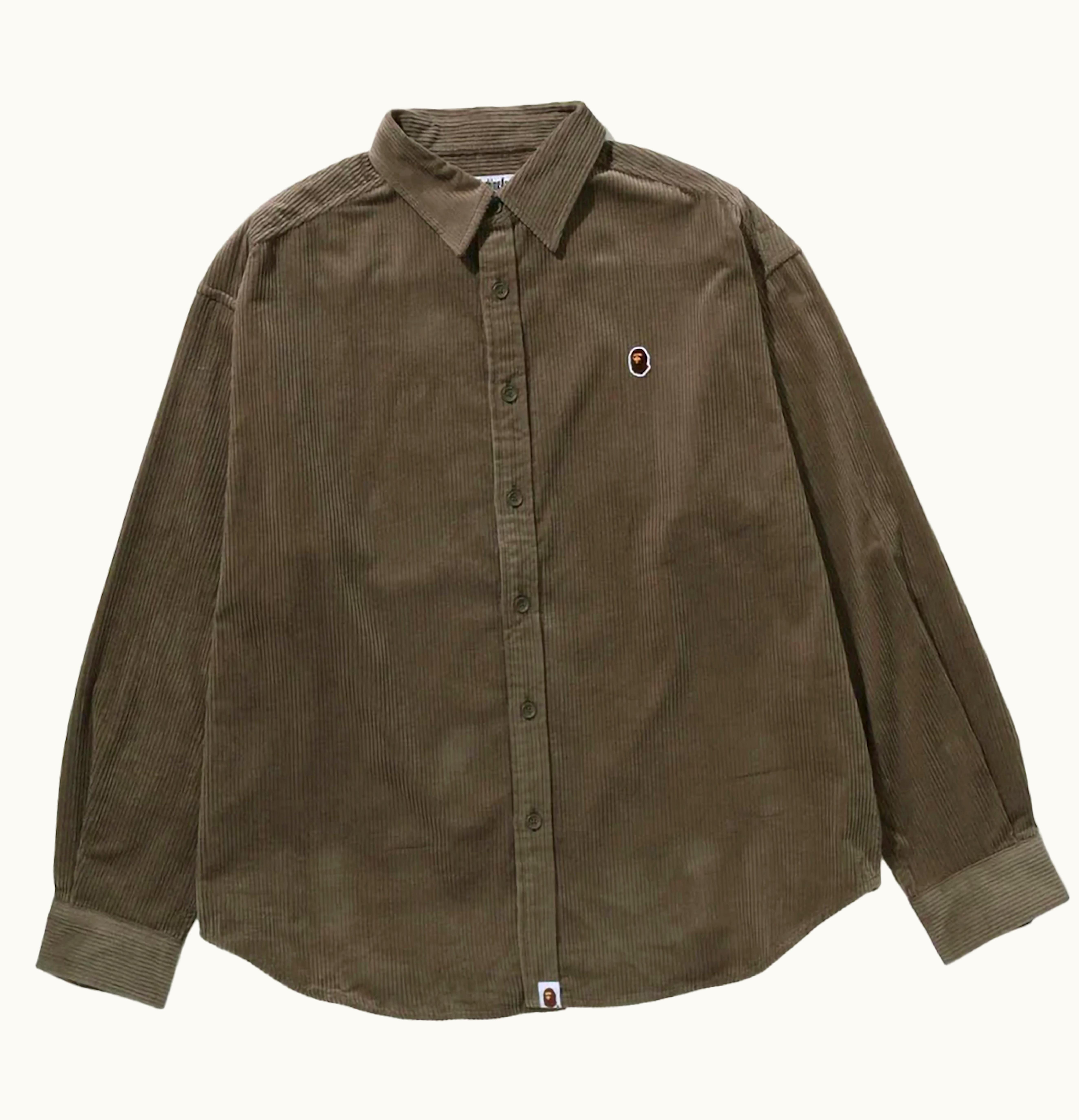 BAPE BAPE Ape Head One Point Corduroy Shirt Olivedrab
