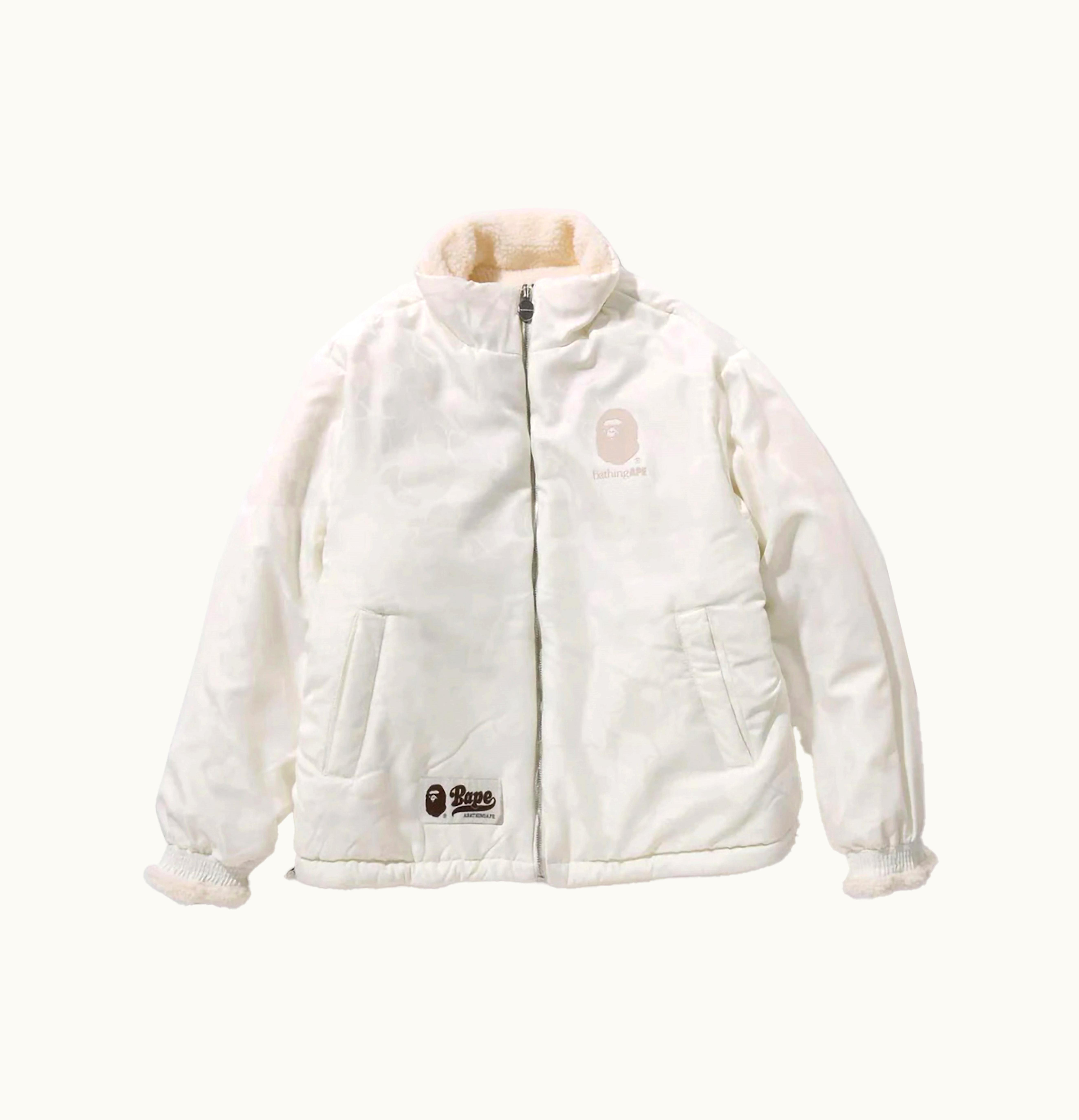 BAPE BAPE Tonal Solid Camo Sherpa Reversible Jacket Ivory
