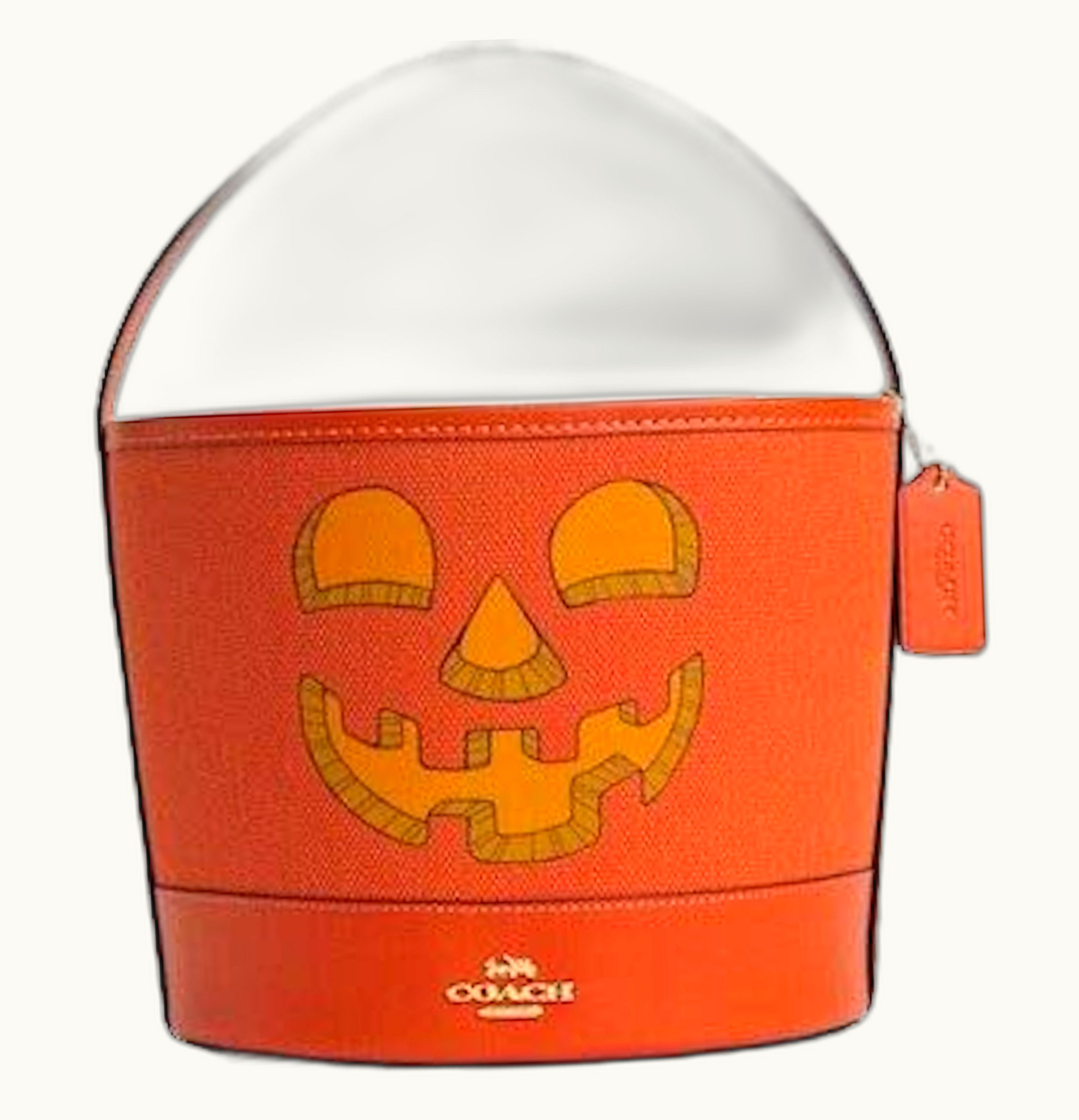 Coach Trick Or Treat Bucket In Signature Canvas With Halloween Pumpkin Orange