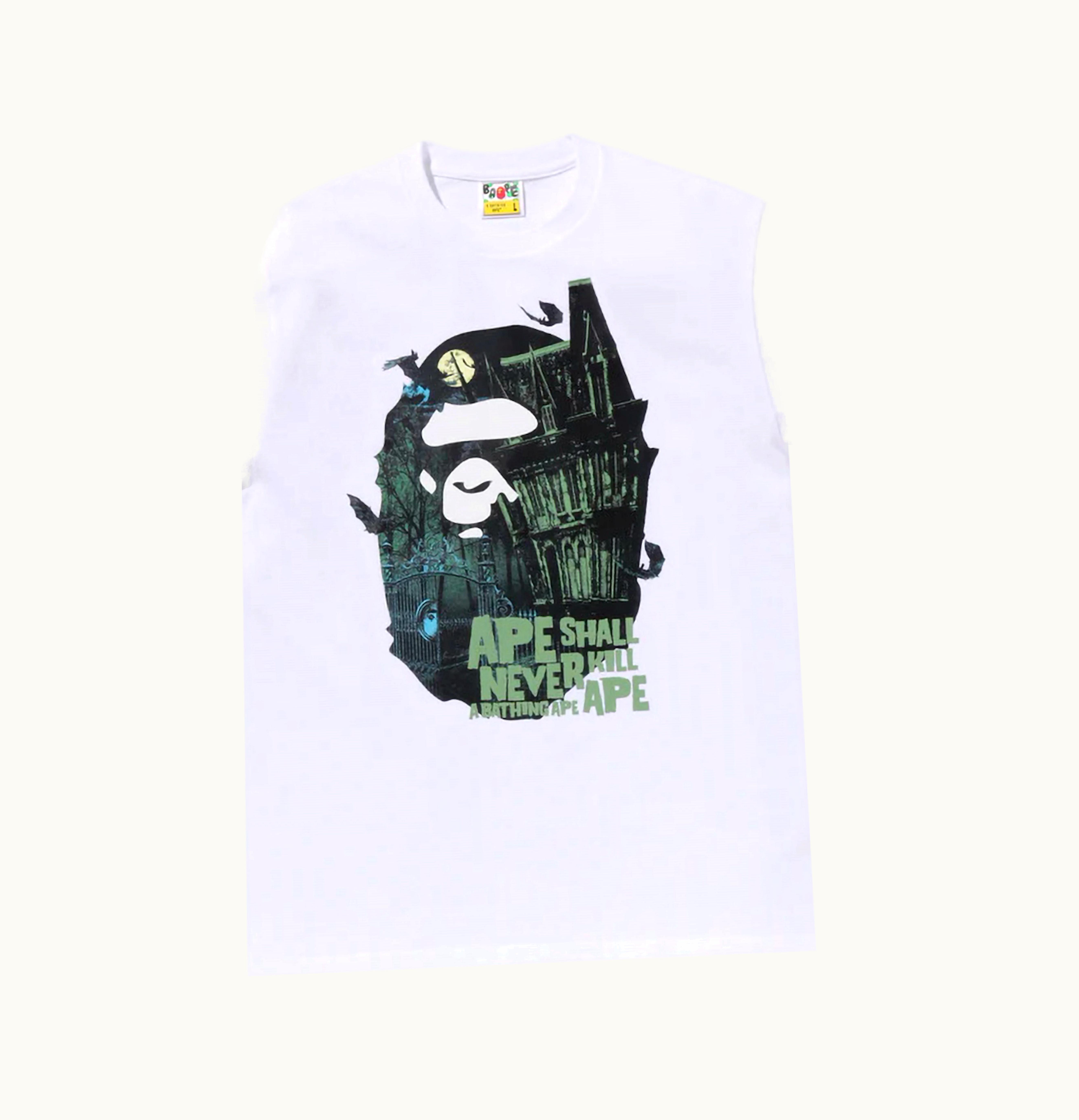 BAPE BAPE Halloween Bape Mansion Ape Head Tee White