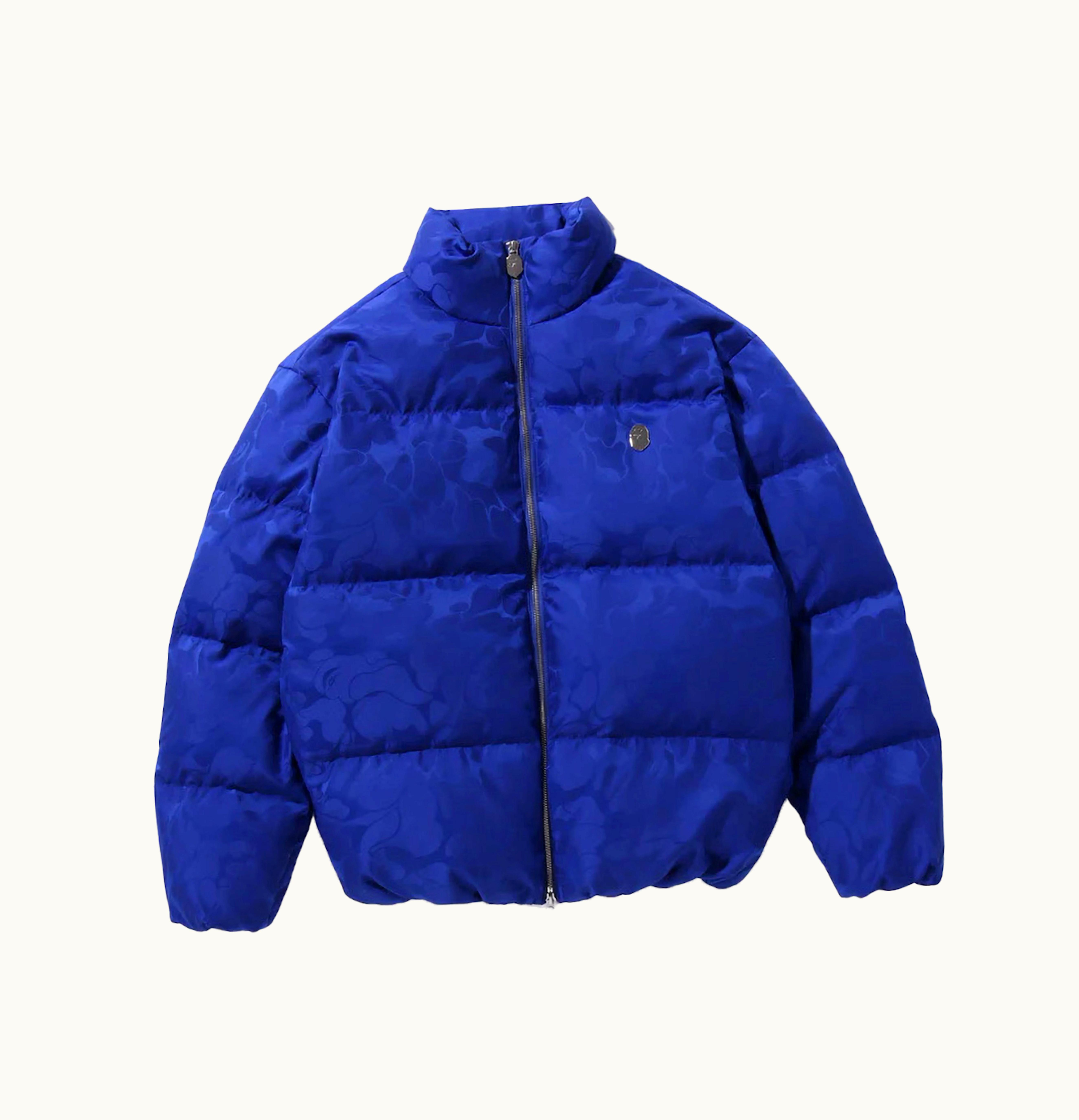 BAPE BAPE Tonal Solid Camo Puffer Down Jacket Blue