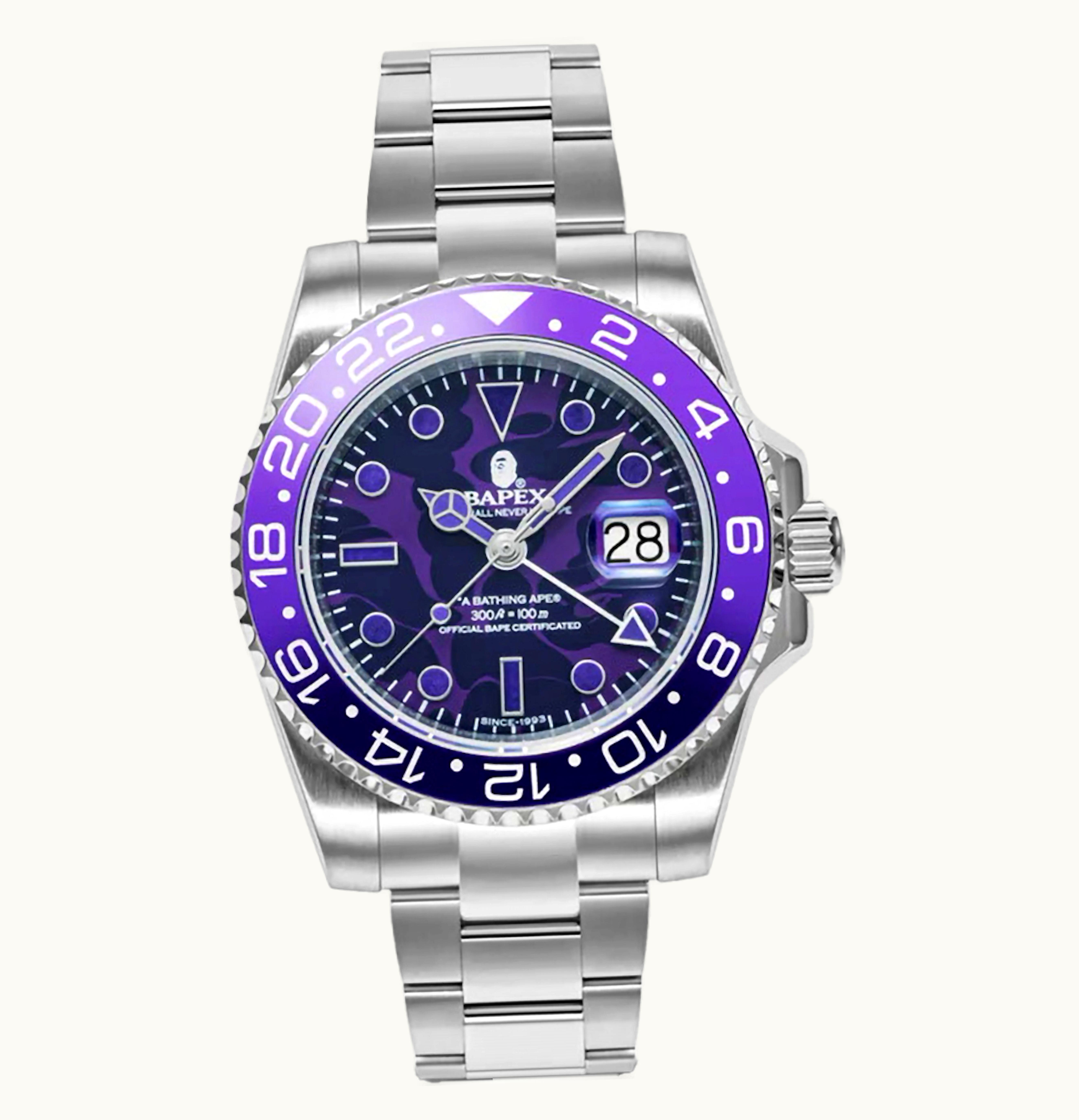 BAPE BAPE Type 2 Bapex Color Camo Watch Purple