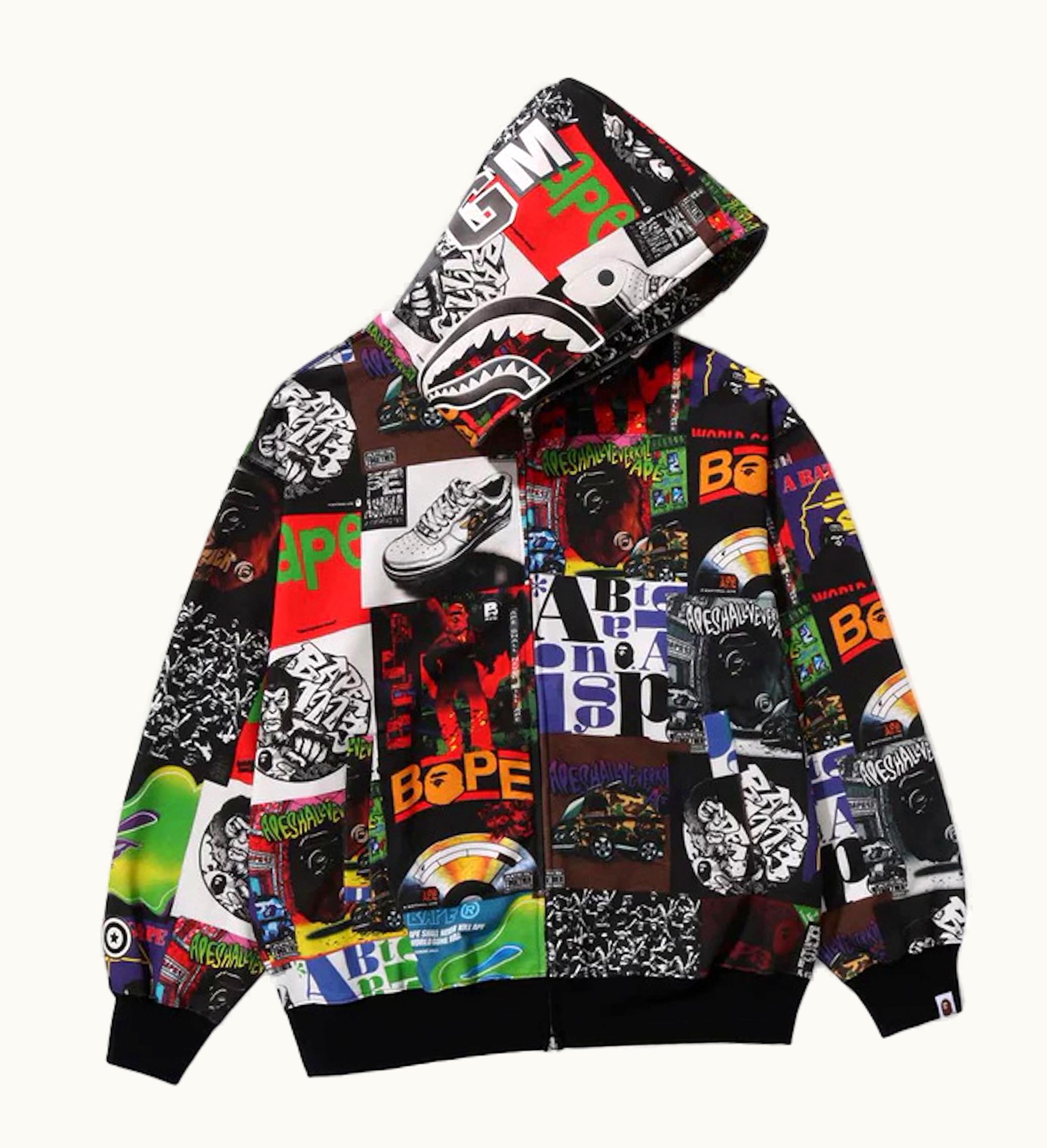 BAPE BAPE Album Monogram Shark Hoodie Multicolor