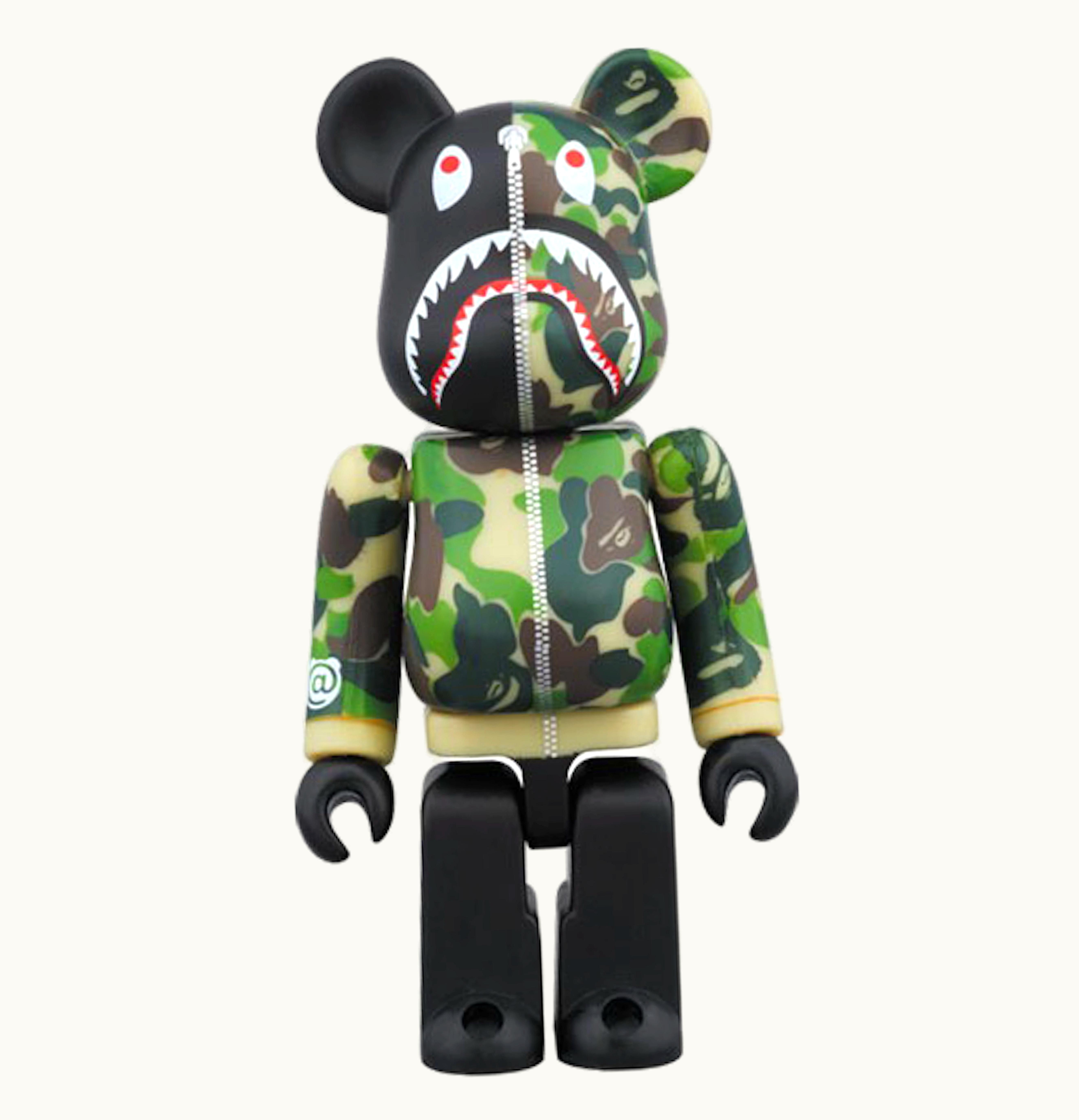 Bearbrick Bearbrick BAPE Camo Shark Hoodie 10th Anniversary 100 Green