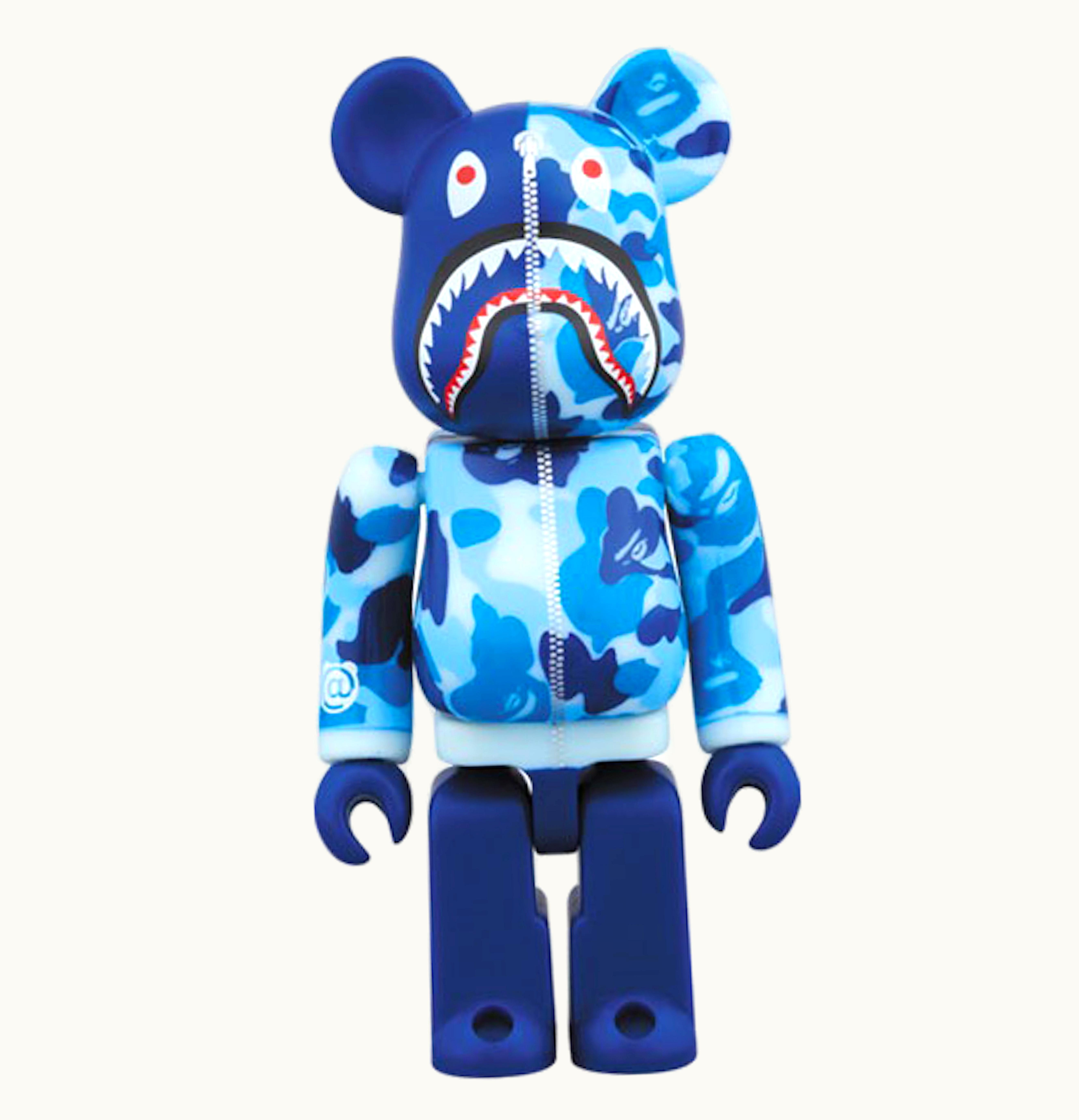 Bearbrick Bearbrick BAPE Camo Shark Hoodie 10th Anniversary 100 Blue