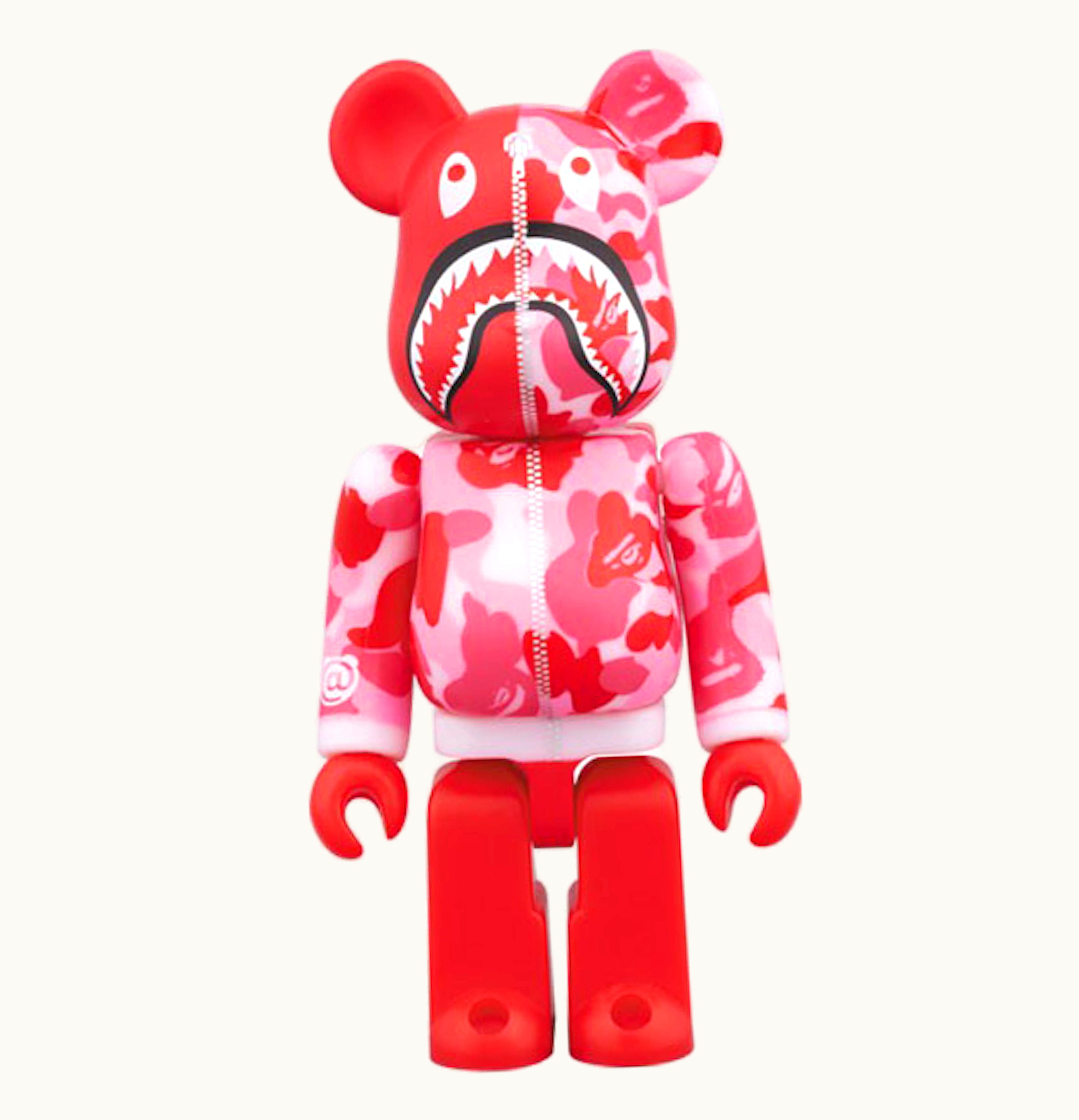 Bearbrick Bearbrick BAPE Camo Shark Hoodie 10th Anniversary 100 Red