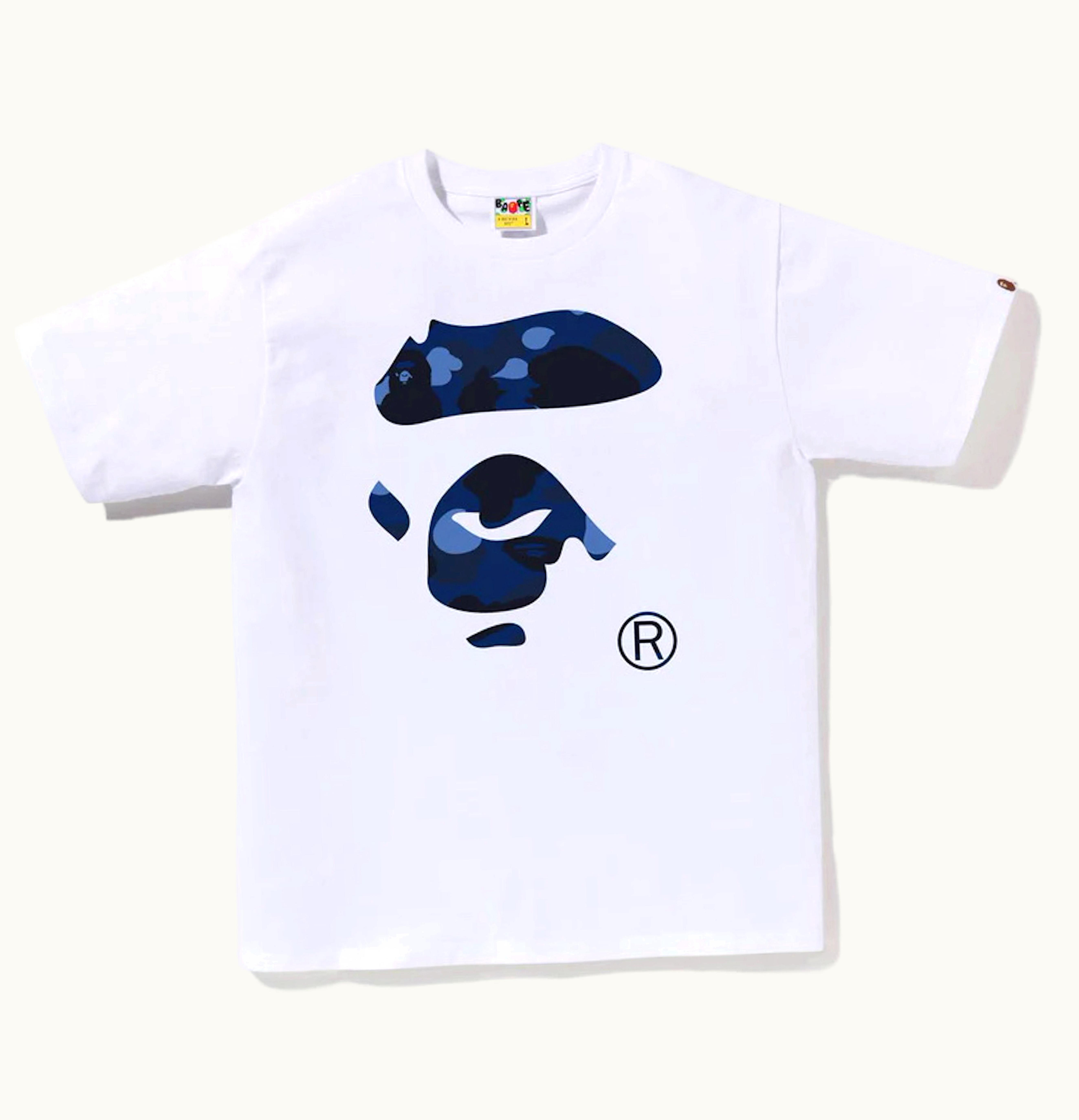 BAPE BAPE Color Camo Ape Face Tee White Navy