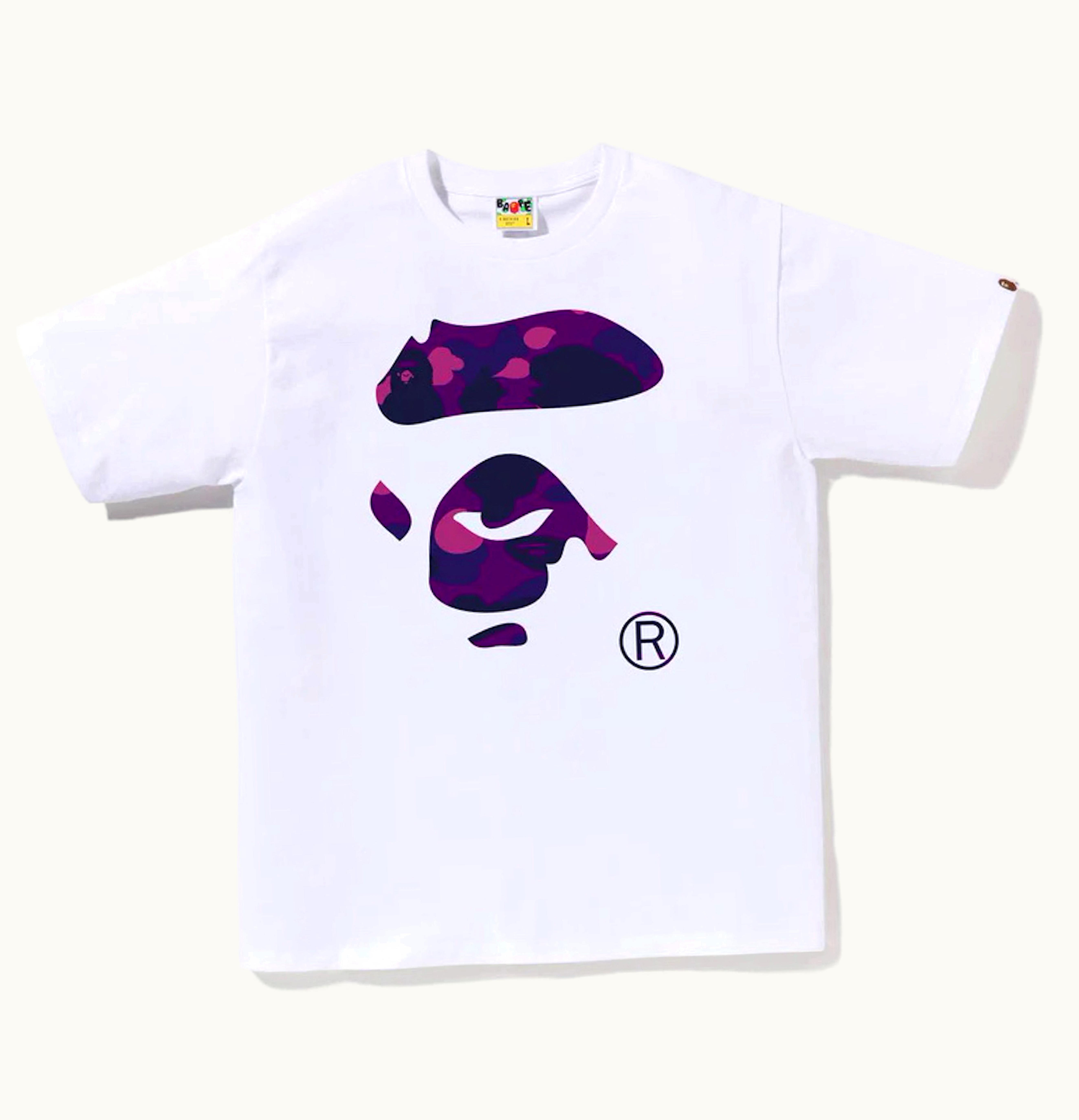 BAPE BAPE Color Camo Ape Face Tee White Purple