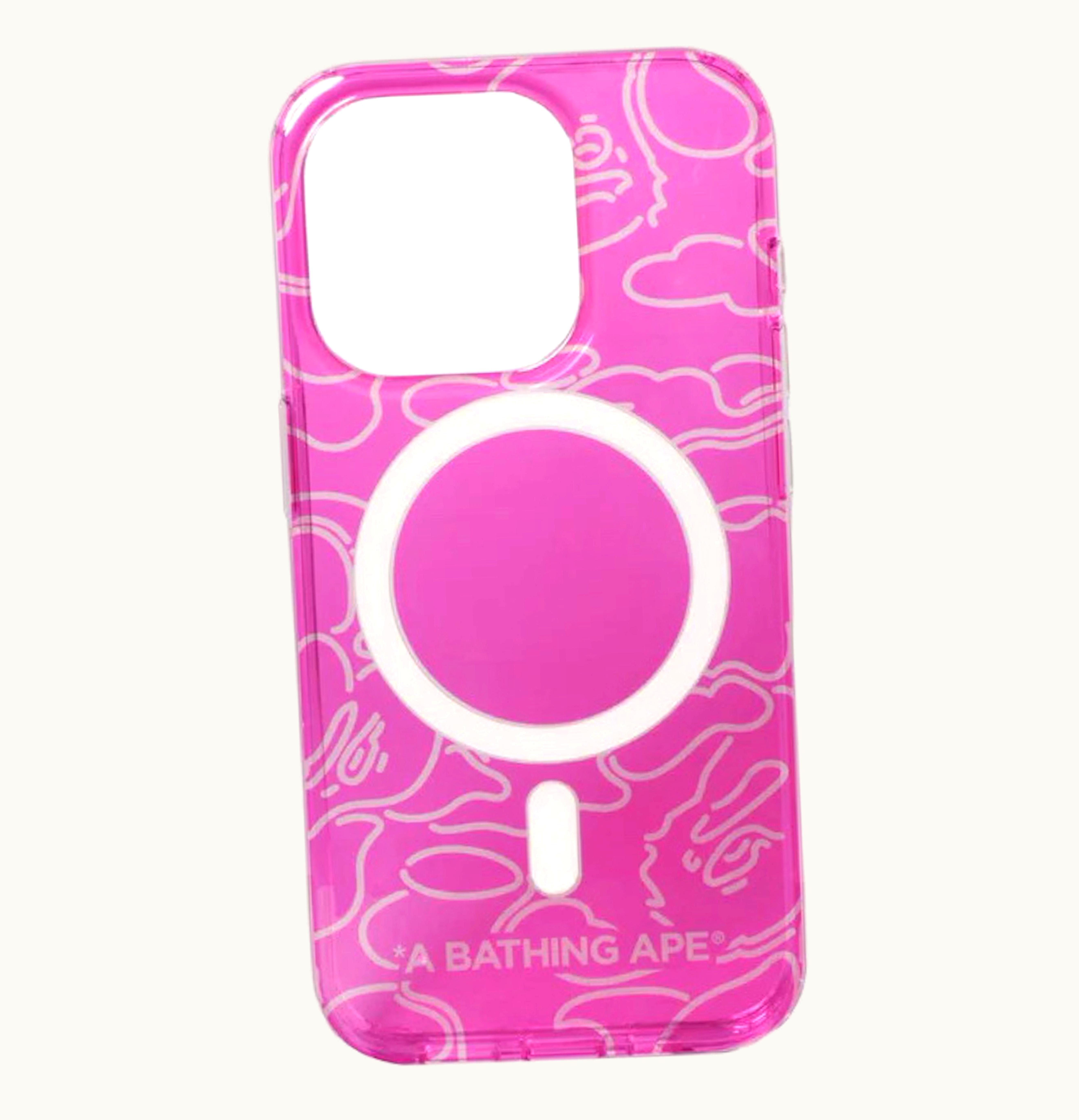 BAPE BAPE Neon Camo Iphone 15 Pro Clear Case Pink