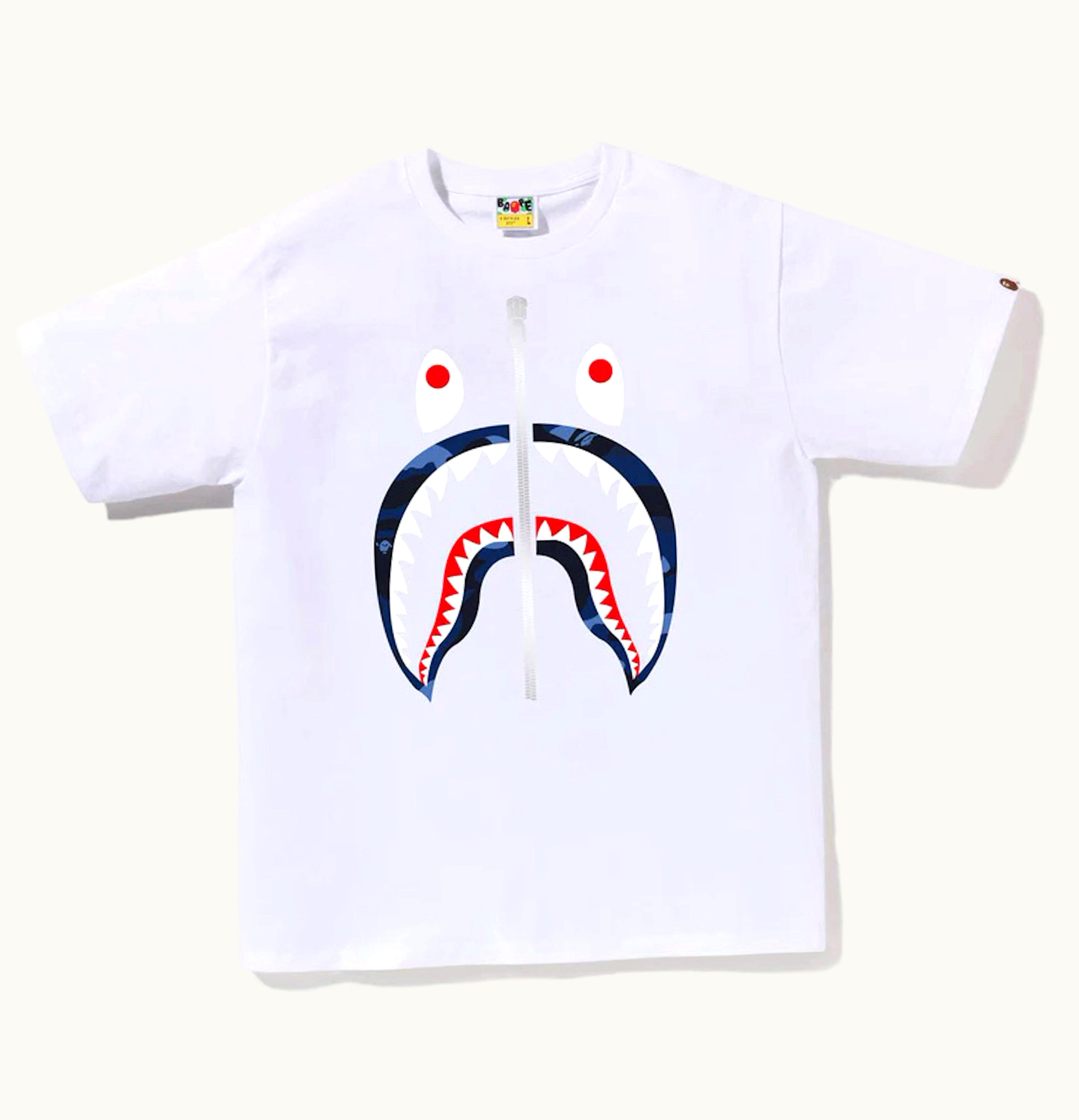 BAPE BAPE Color Camo Shark Tee White Navy