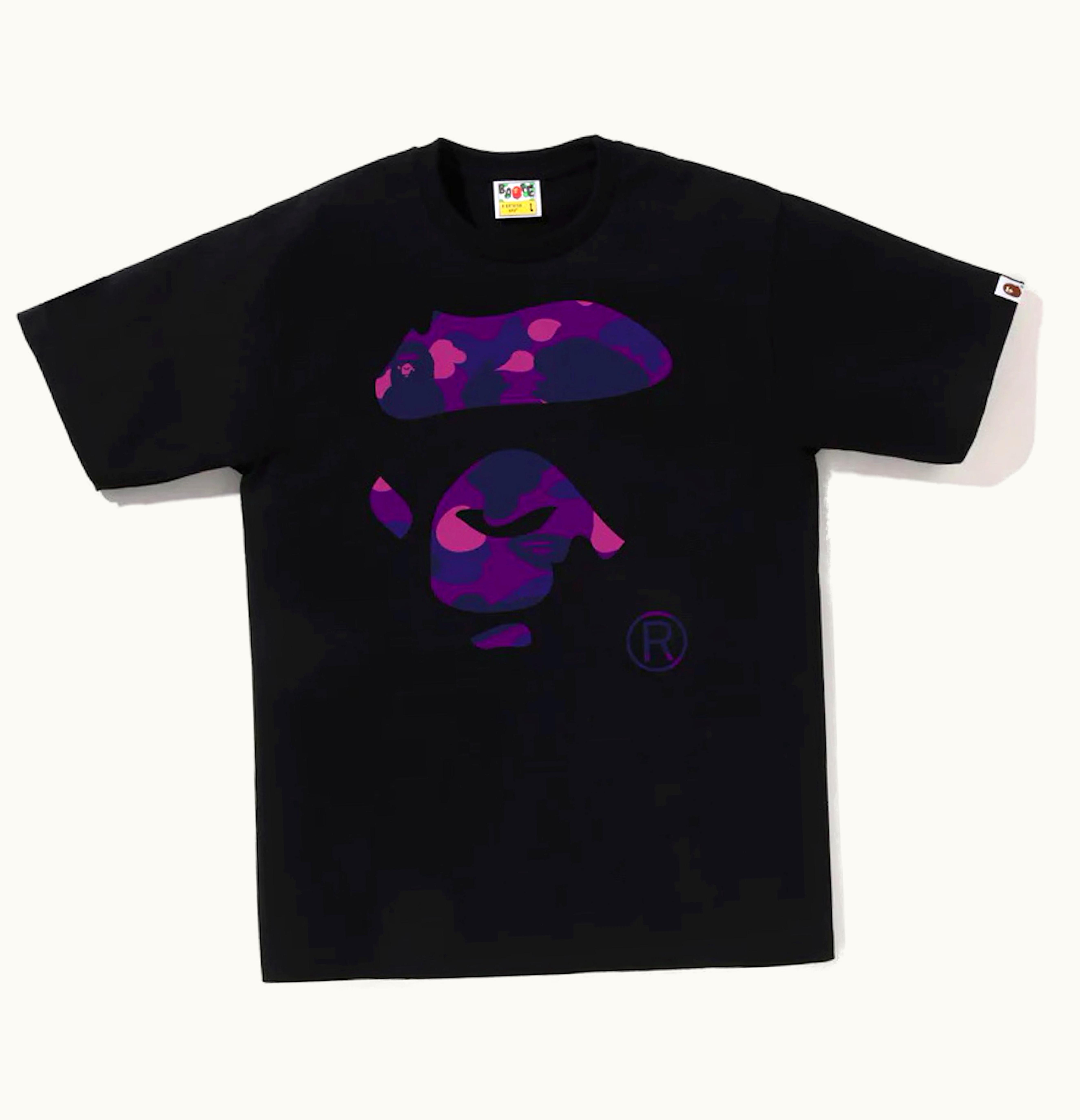 BAPE BAPE Color Camo Ape Face Tee Black Purple