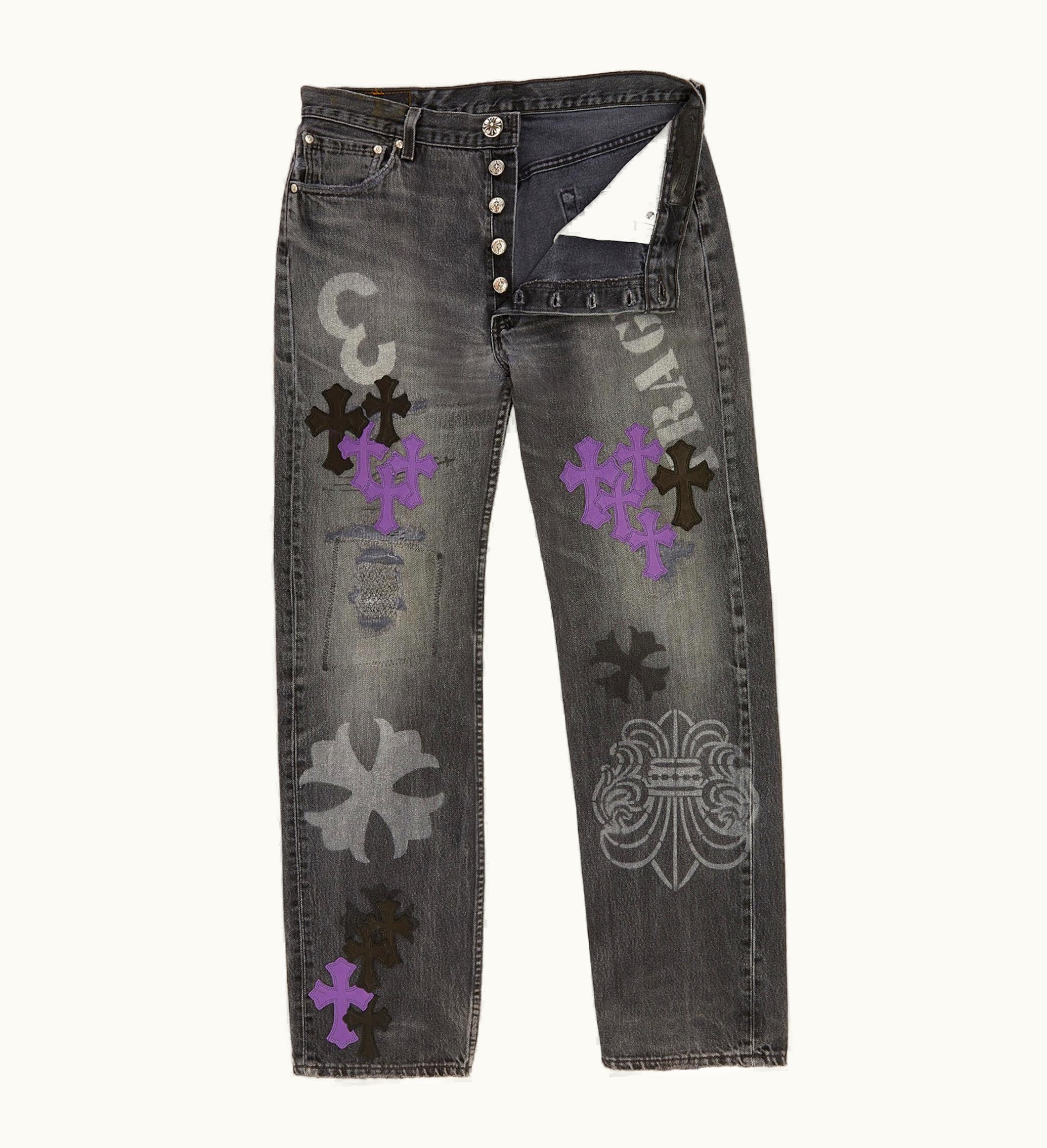 Chrome Hearts Stencil Denim Pants Vintage Black