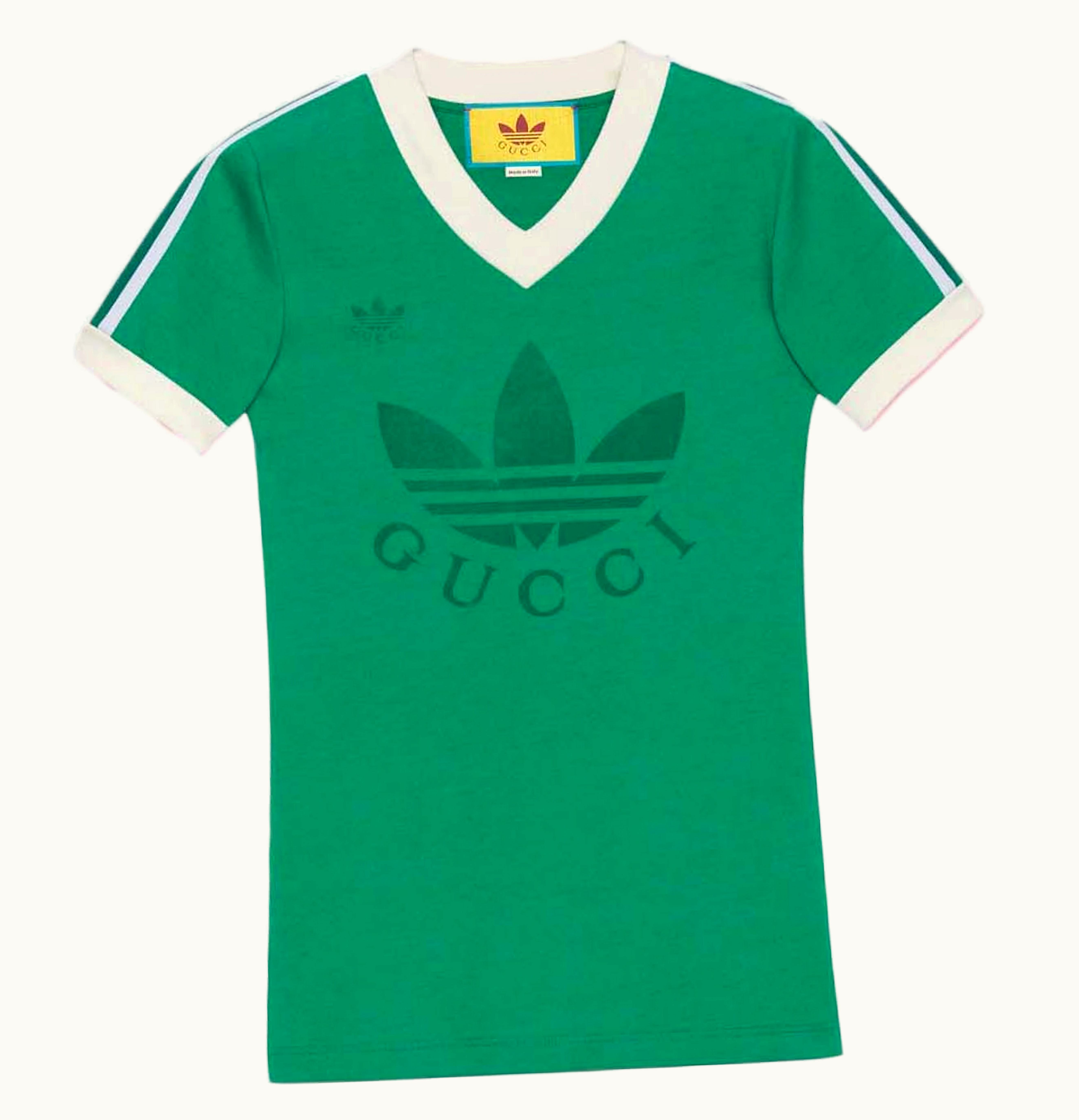 Gucci Gucci x adidas V Neck T Shirt Green