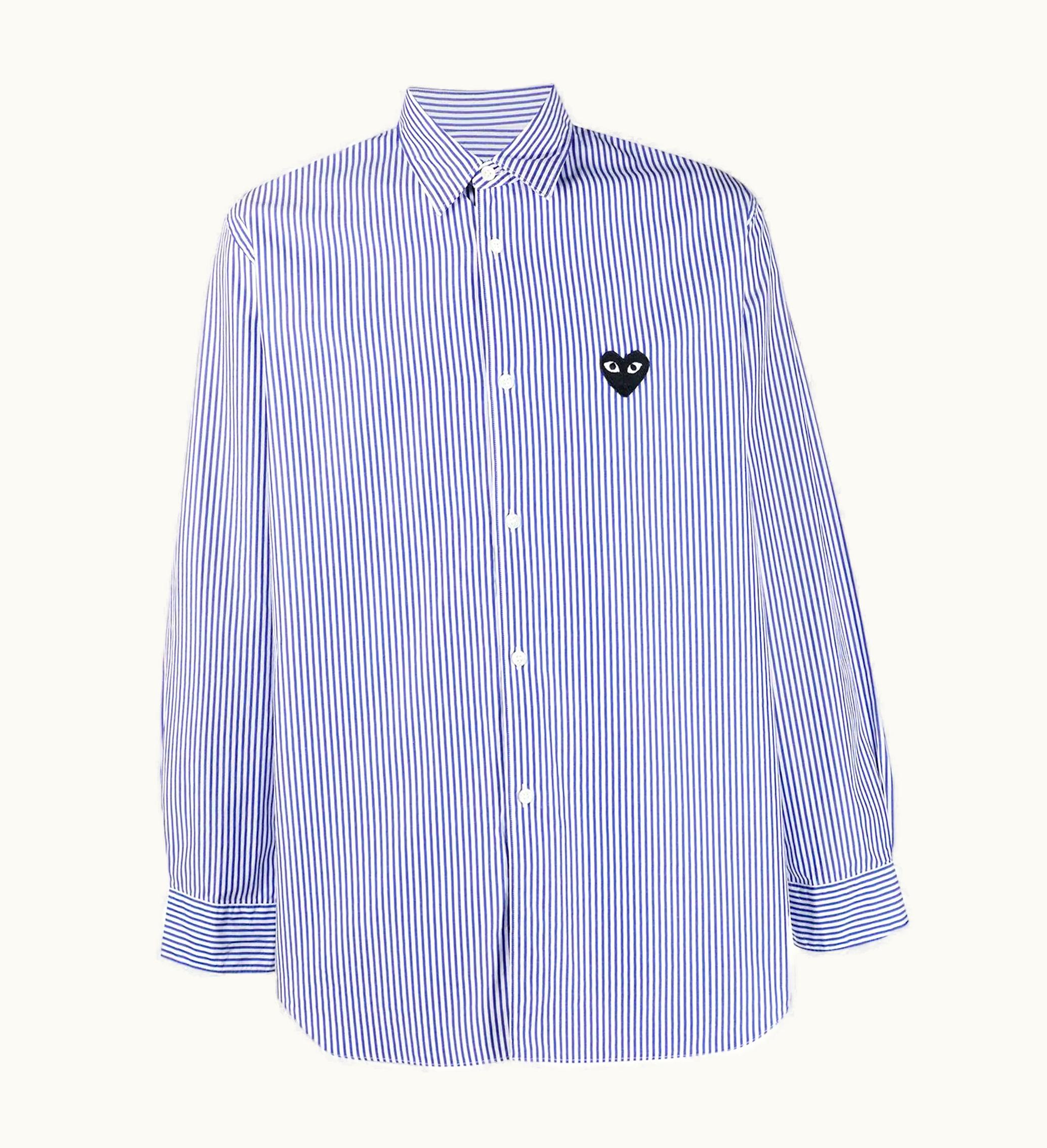 Comme des Garcons PLAY Comme Des Garcons Play Stripe Embroidered Logo Shirt Blue White