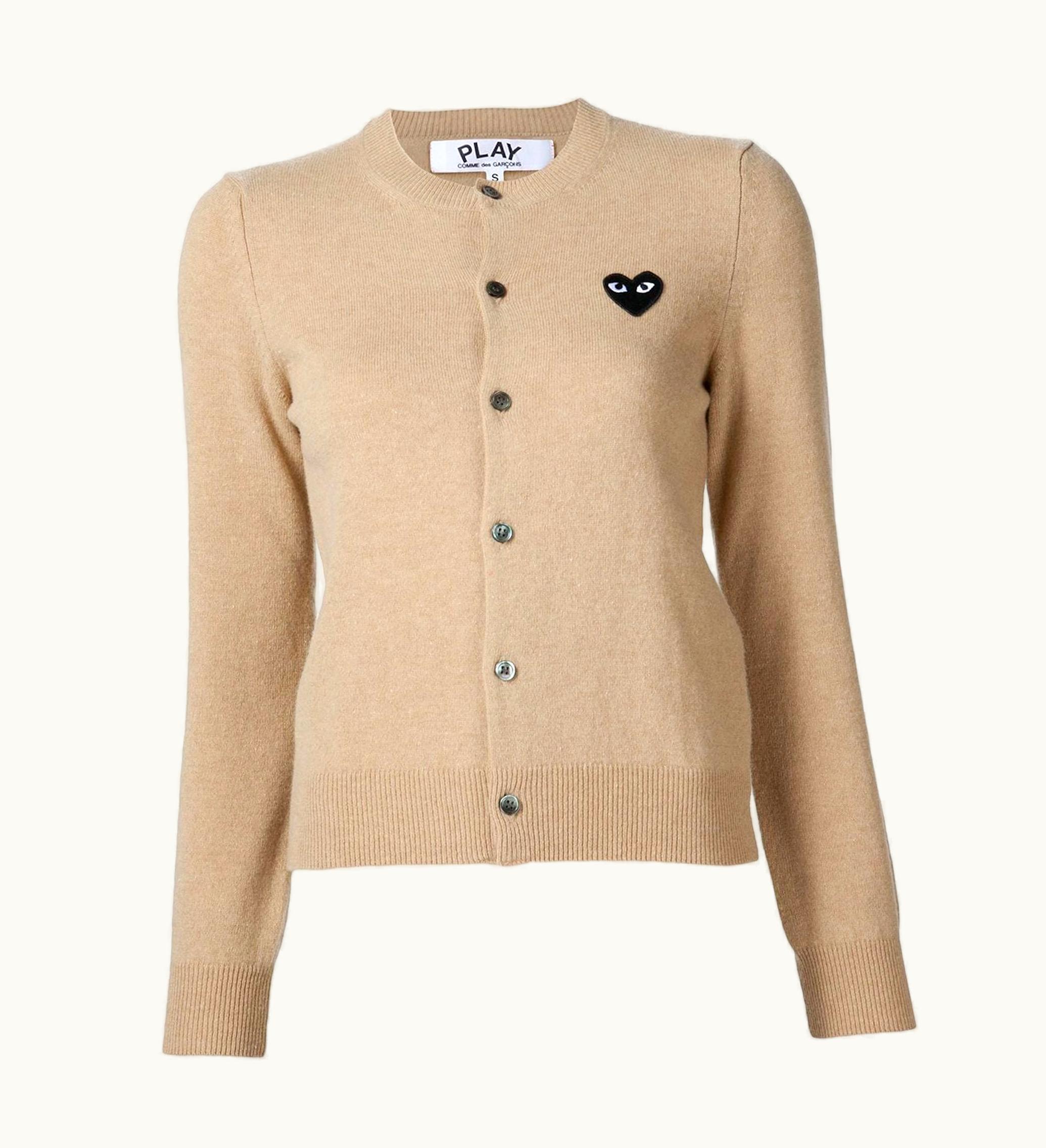 Comme des Garcons PLAY Comme Des Garcons Play Red Heart Cardigan Camel