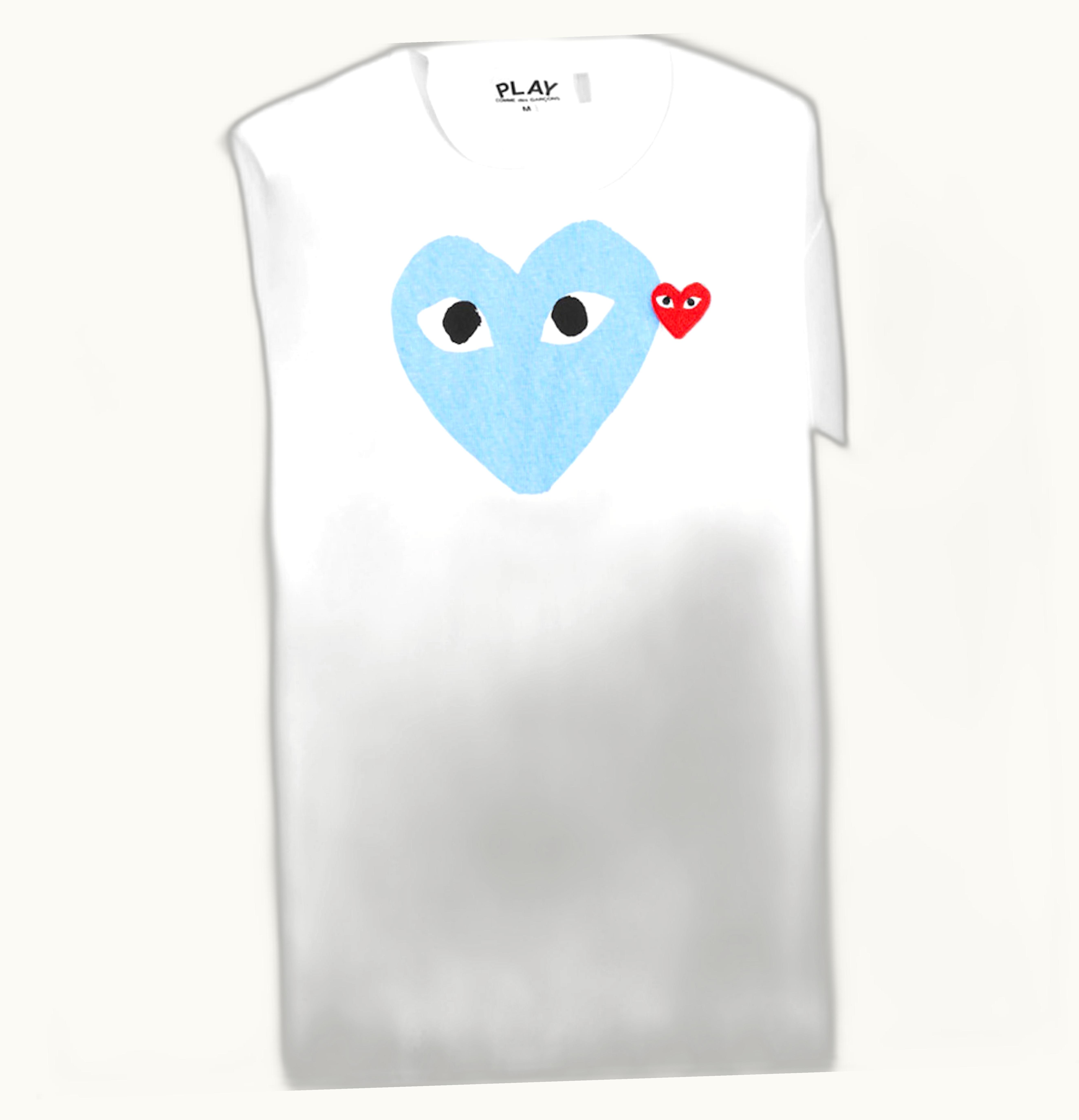 Comme des Garcons PLAY Comme Des Garcons Play Red Heart Colour Heart Tee White Light Blue Red
