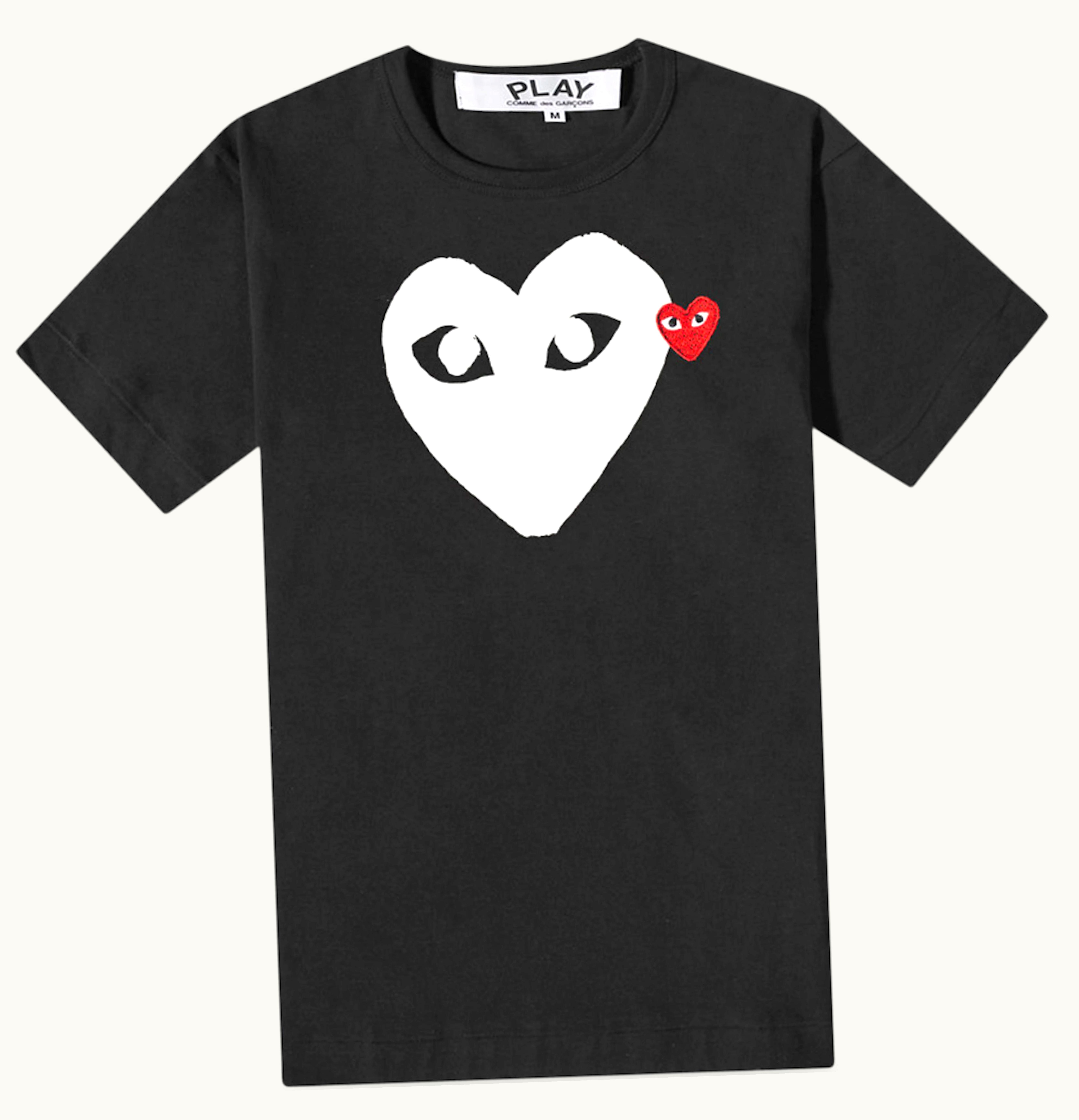 Comme des Garcons PLAY Comme Des Garcons Play Double Heart Logo Tee Black White Red