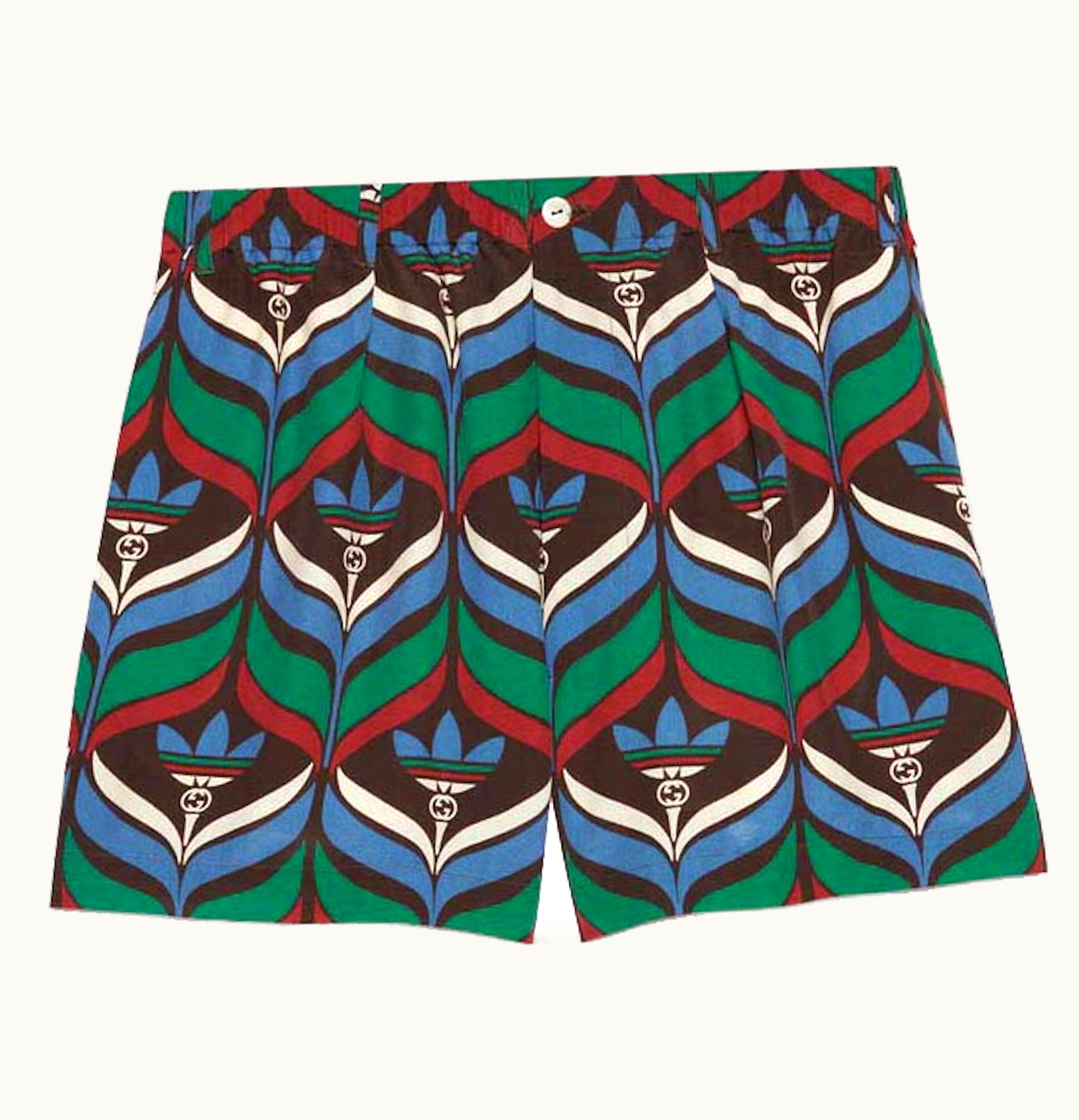 Gucci Gucci x adidas Trefoil Print Shorts Brown Green
