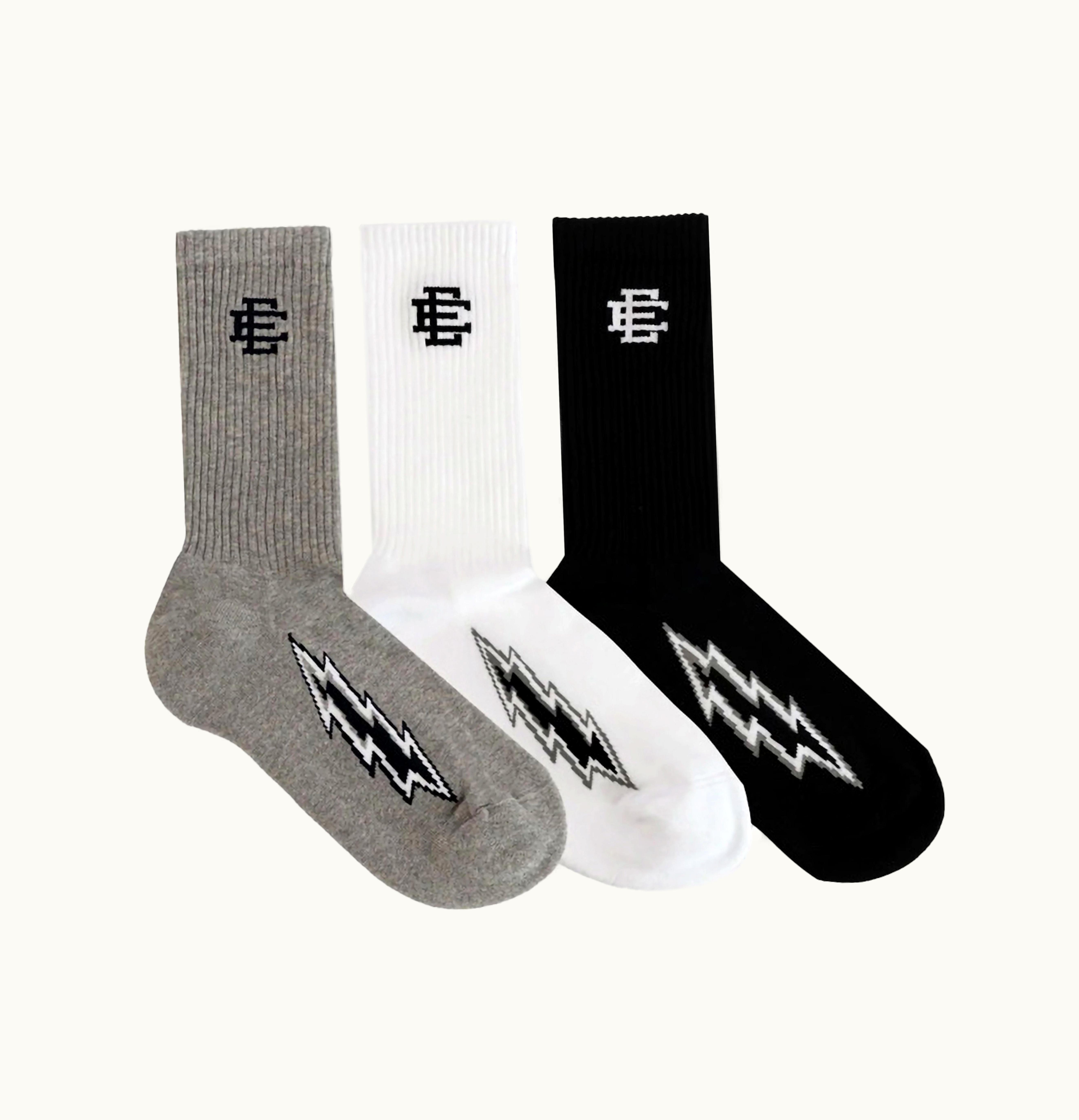 Eric Emanuel Eric Emanuel EE Bolt Socks Black Grey White