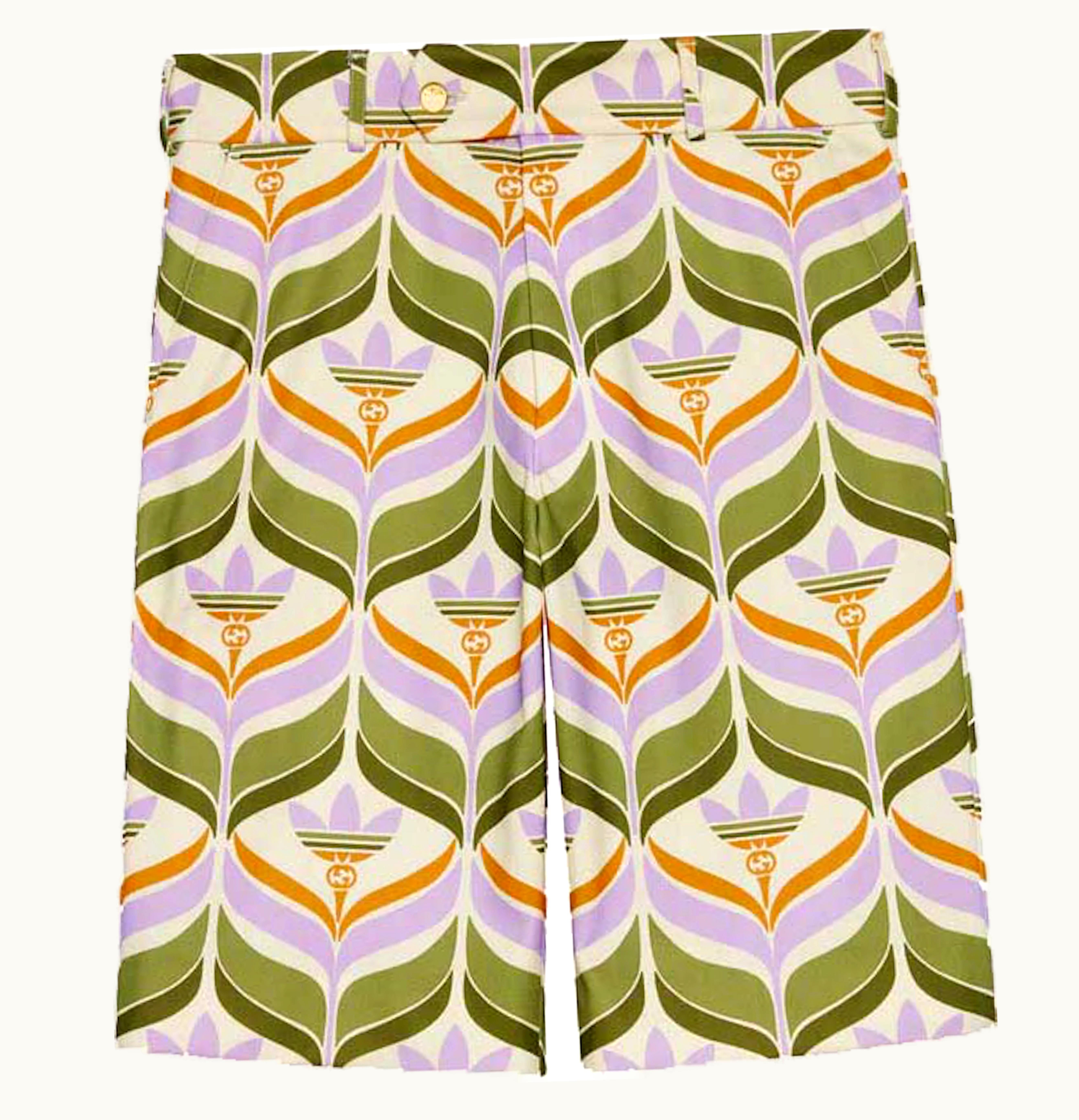 Gucci Gucci x adidas Trefoil Print Shorts Green Ivory