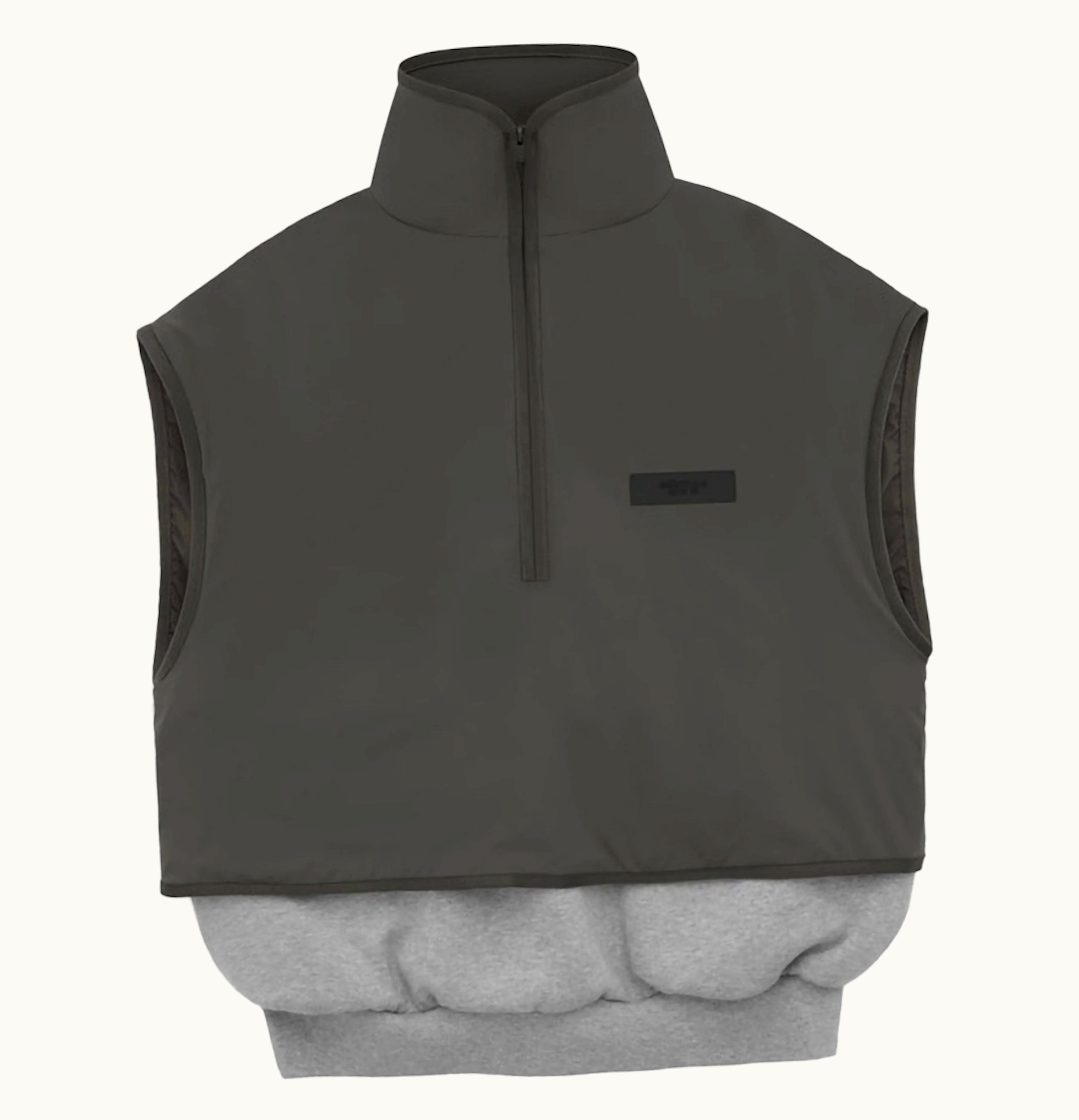 Fear of God Fear Of God Essentials Nylon Fleece Mockneck Vest Dark Heather Oatmeal Ink