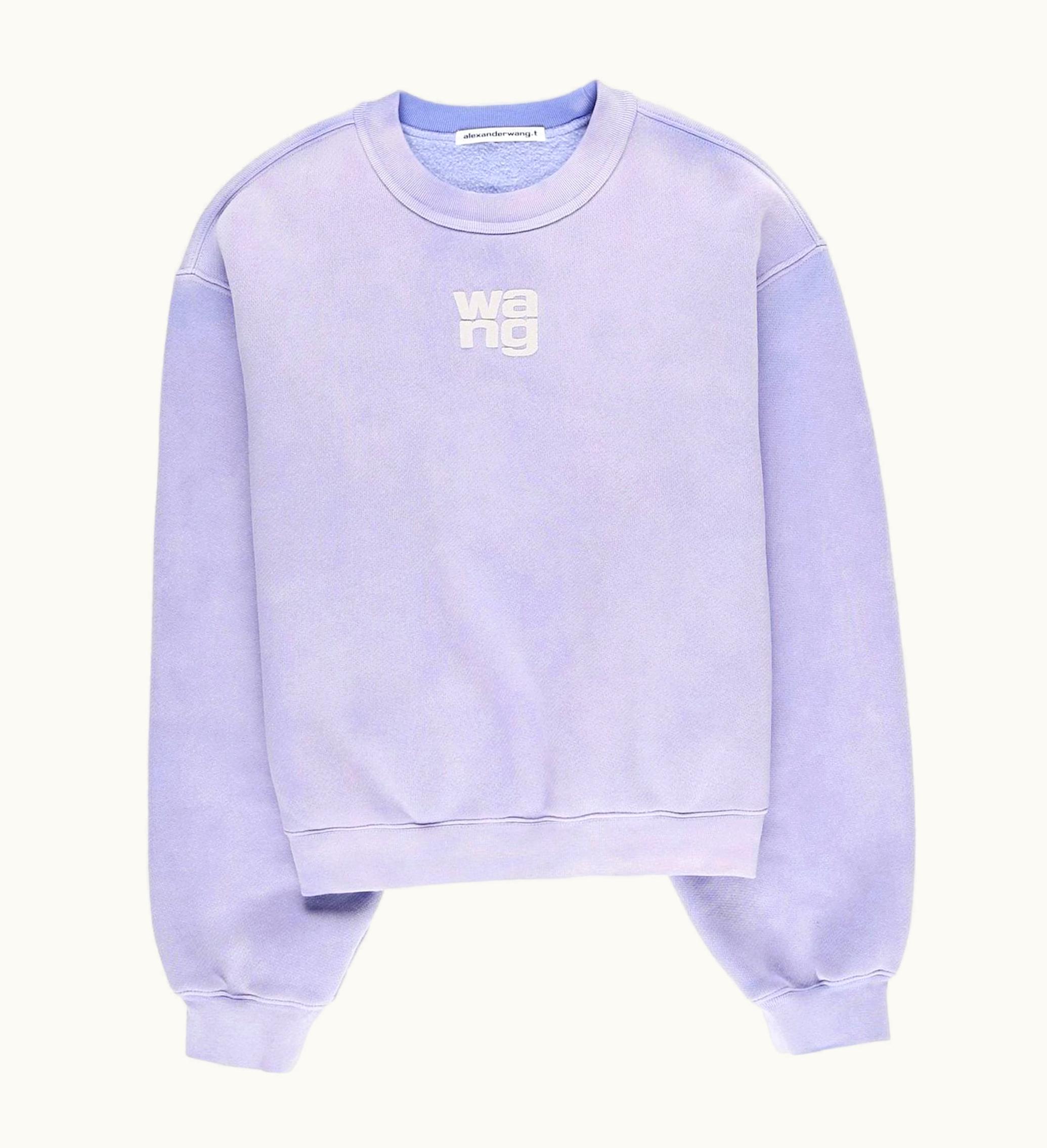 T by Alexander Wang T By Alexander Wang Essential Terry Puff Paint Crewneck Sweatshirt Easter Egg Purple