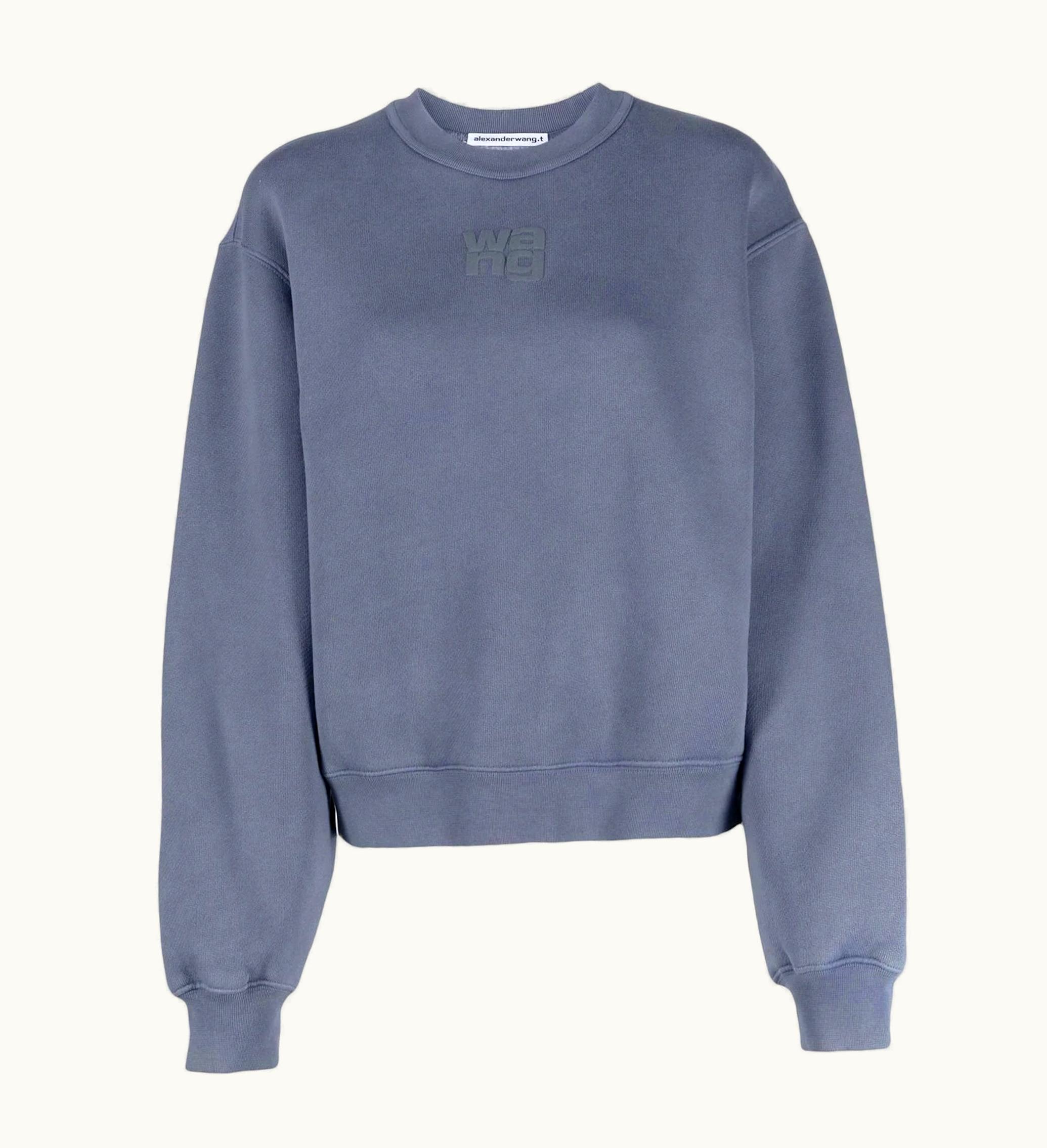T by Alexander Wang T By Alexander Wang Essential Terry Crew Puff Paint Logo Sweatshirt Motor Grey