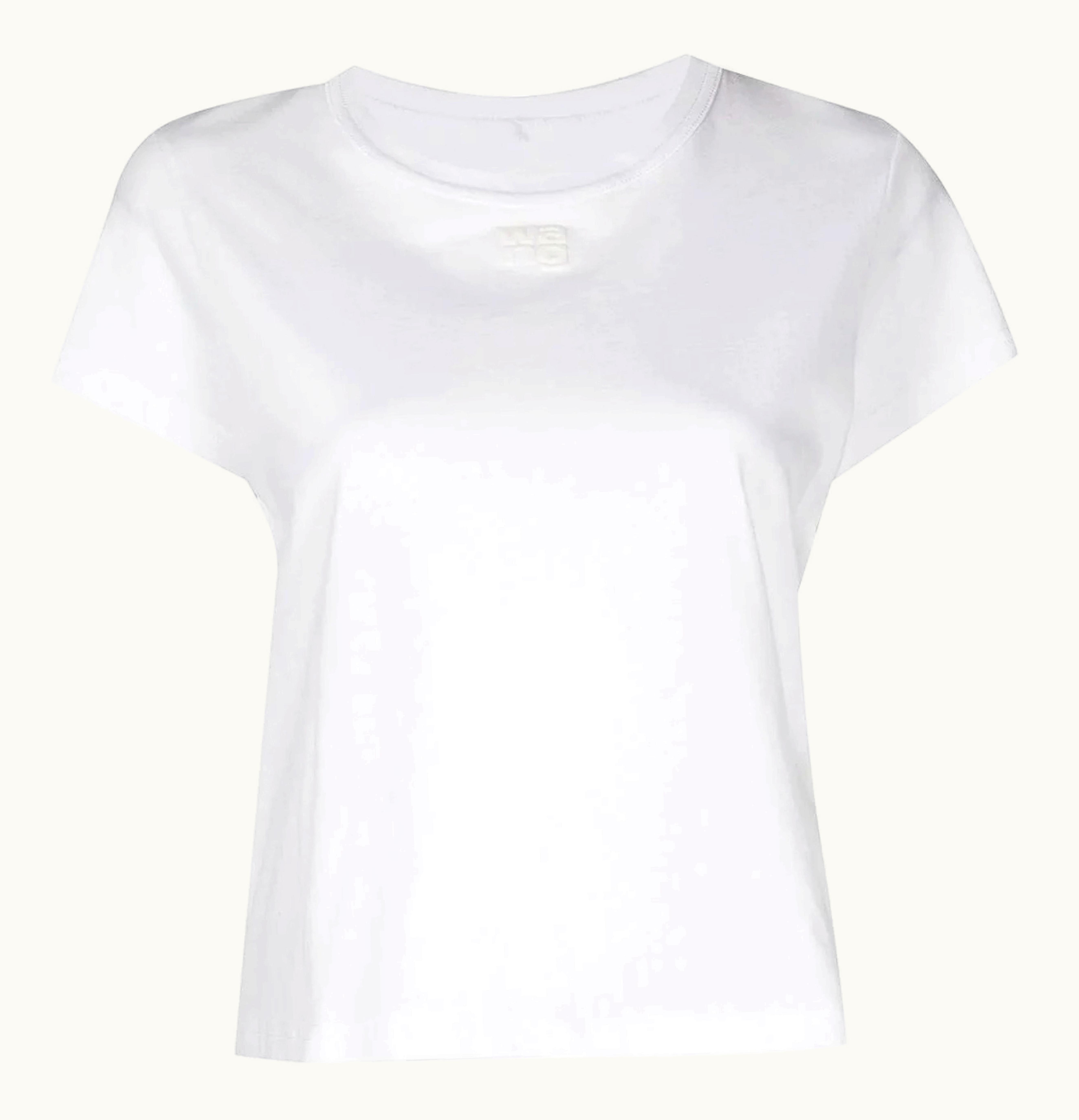 T by Alexander Wang T By Alexander Wang Essential Jersey Puff Logo Shrunk Tee White