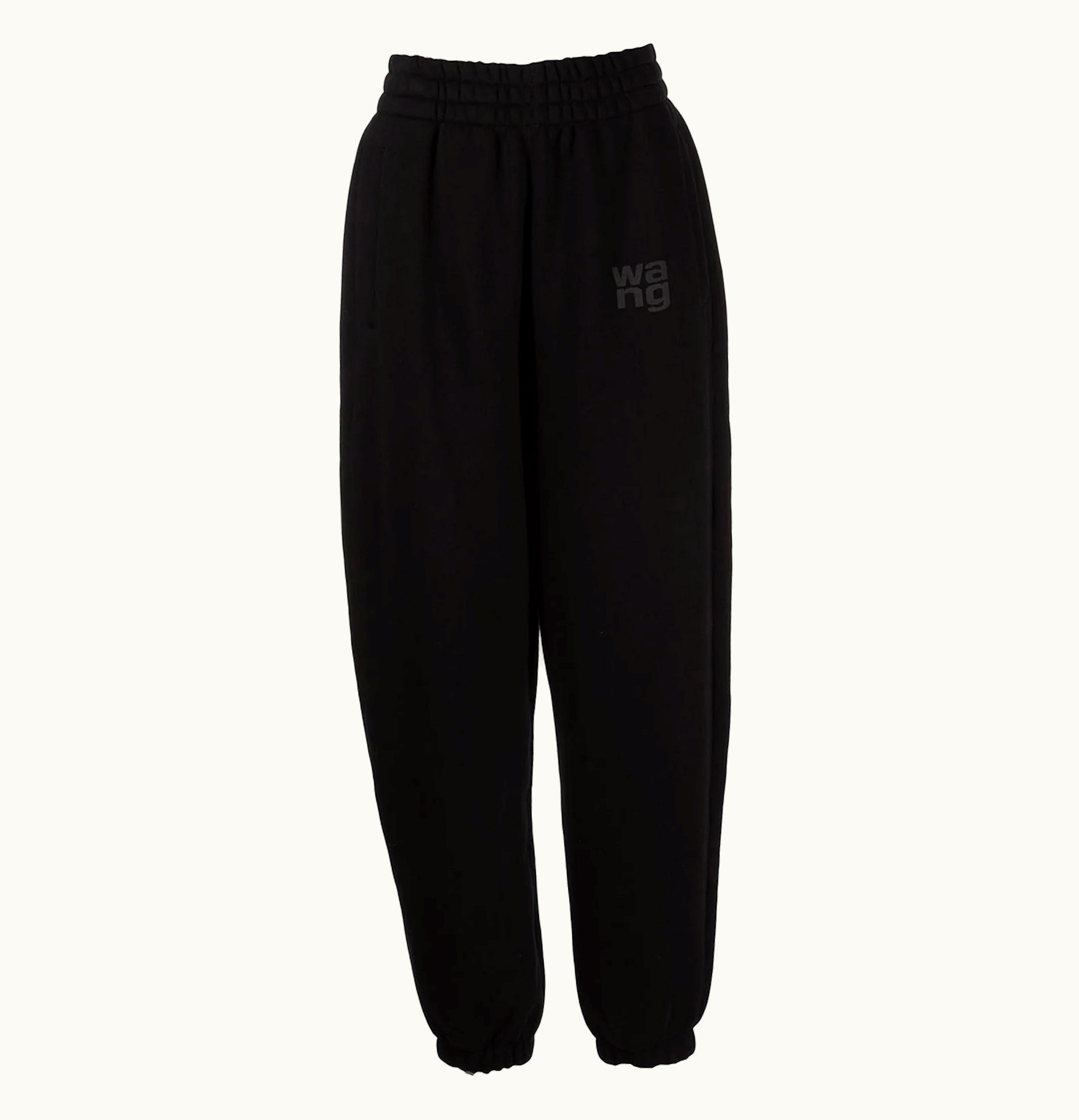 T by Alexander Wang T By Alexander Wang Essential Puff Logo Structured Terry Sweatpants Black