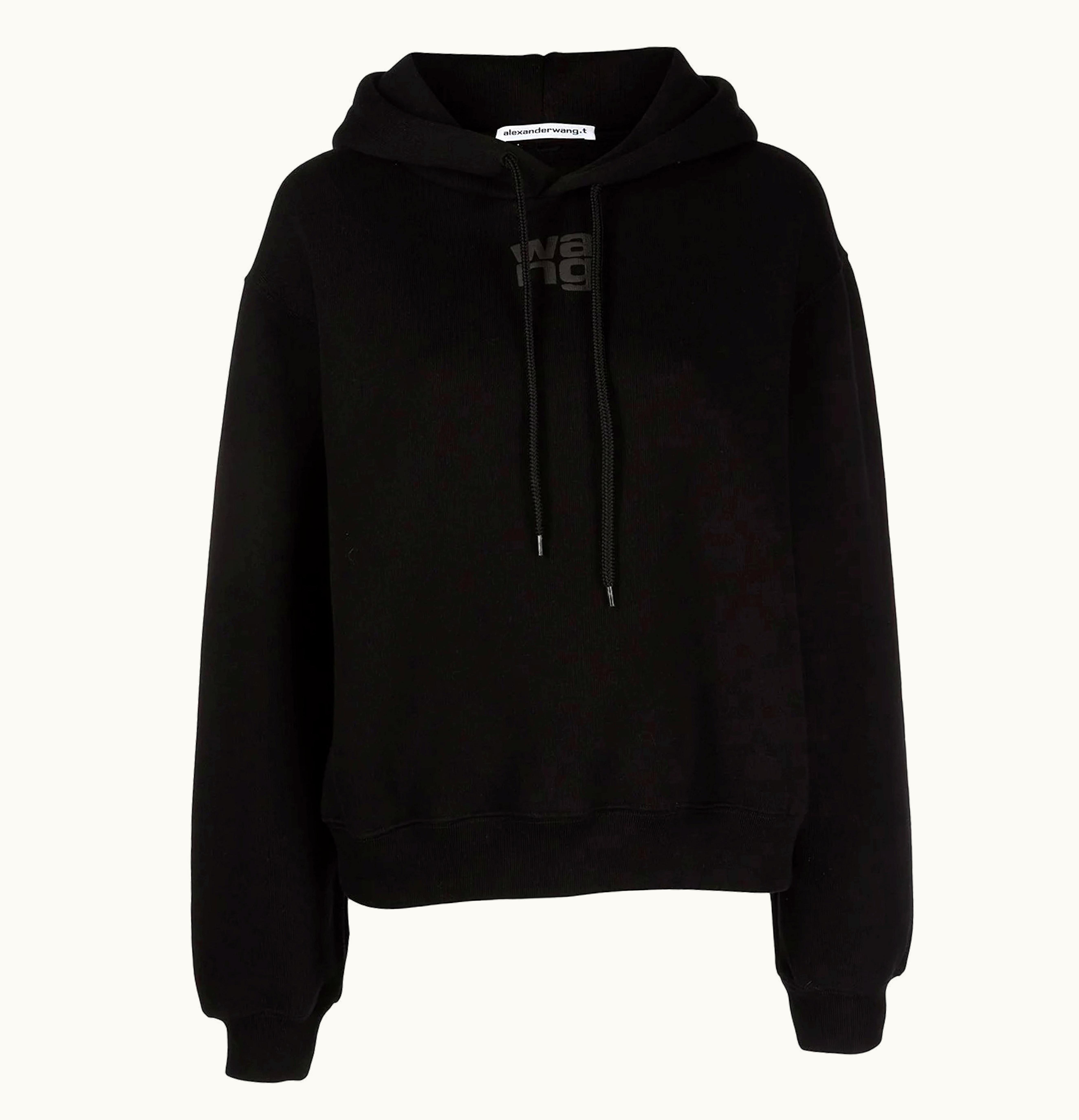 T by Alexander Wang T By Alexander Wang Essential Puff Logo Terry Hoodie Black