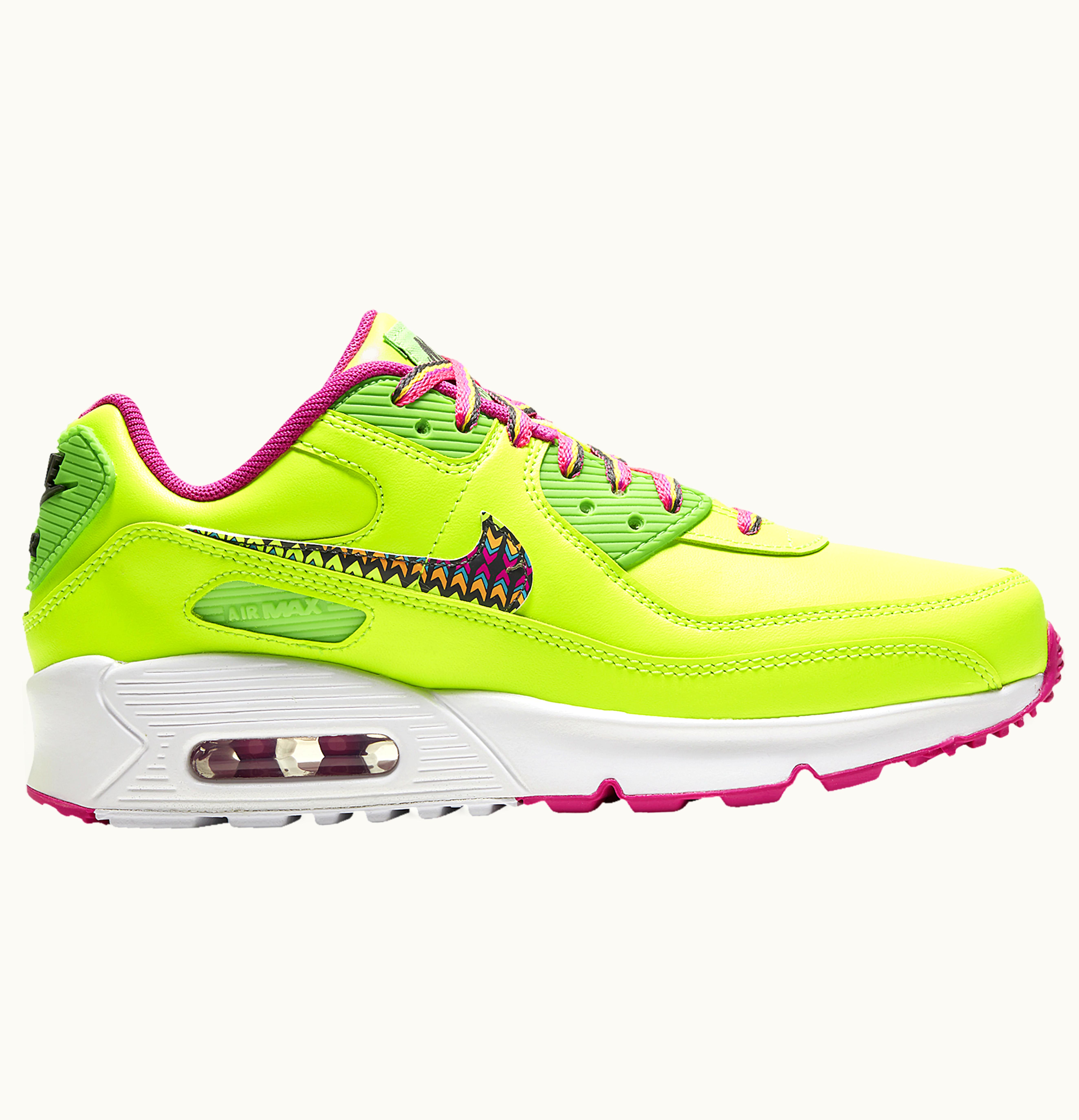 Nike Nike Air Max 90 Leather Volt Fire Pink GS