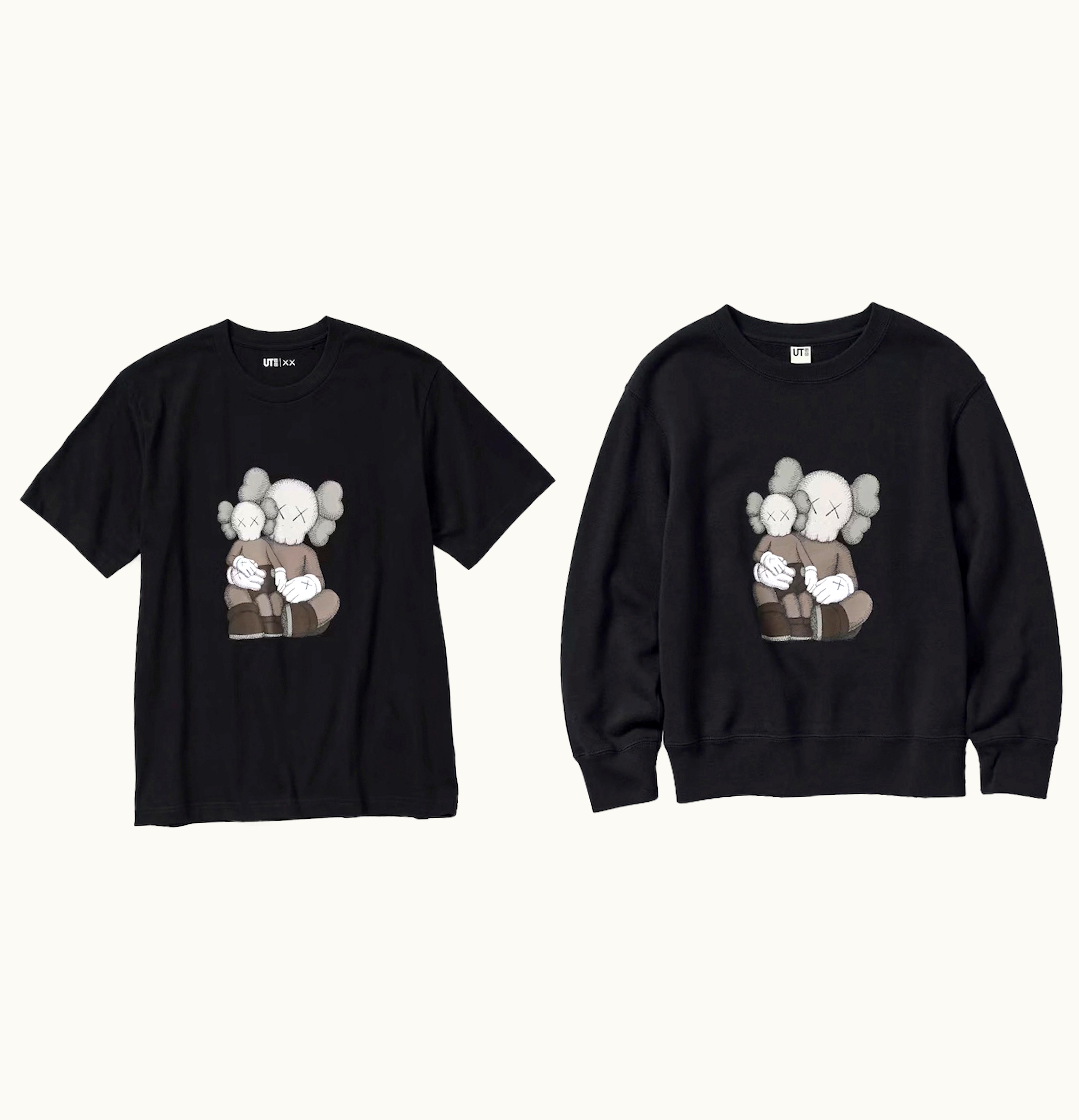 KAWS KAWS X Uniqlo Ut Short Sleeve T Shirt Sweatshirt Set Black Black