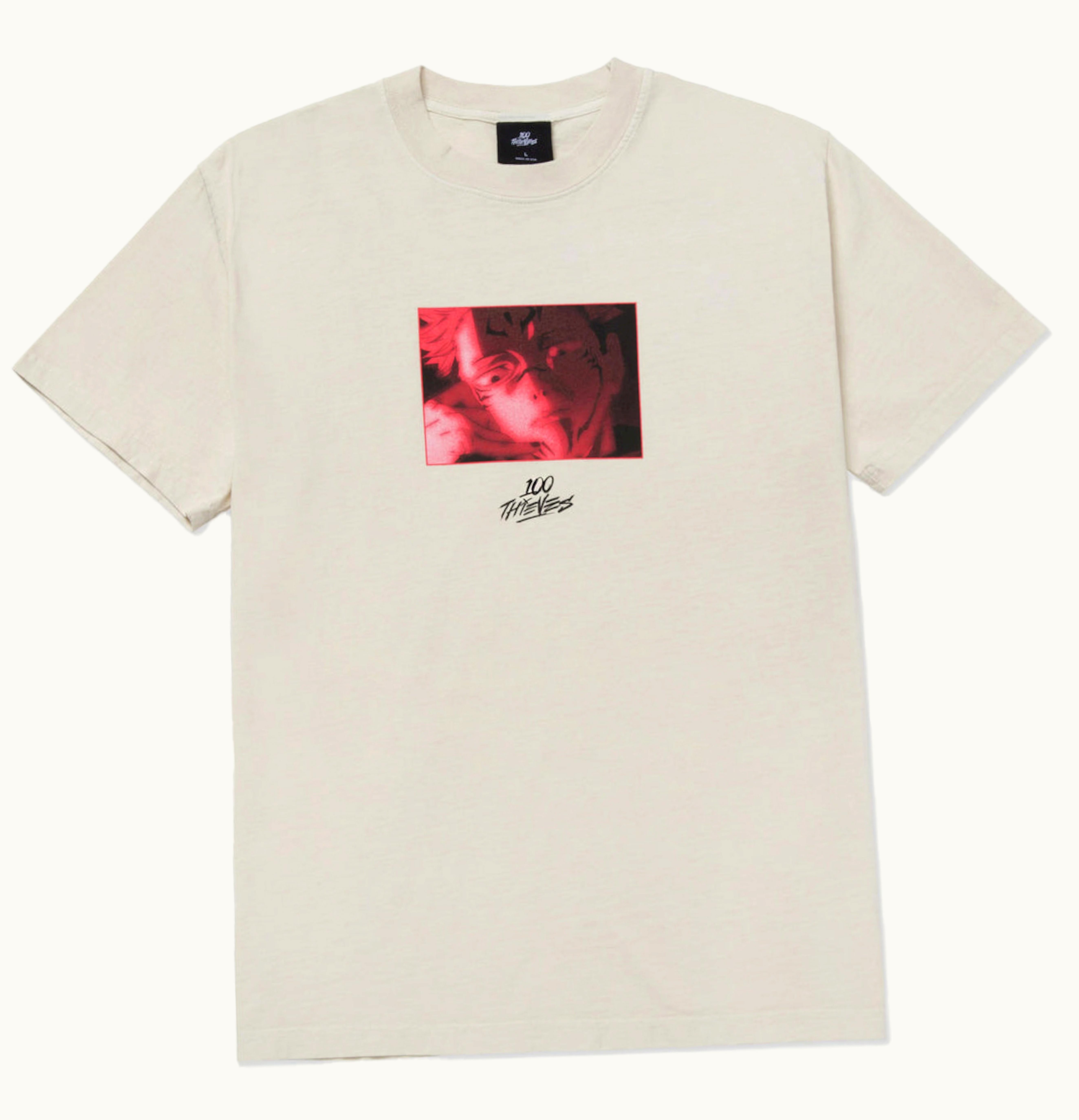 100 Thieves X Jujutsu Kaisen Sukuna Center T Shirt Cream