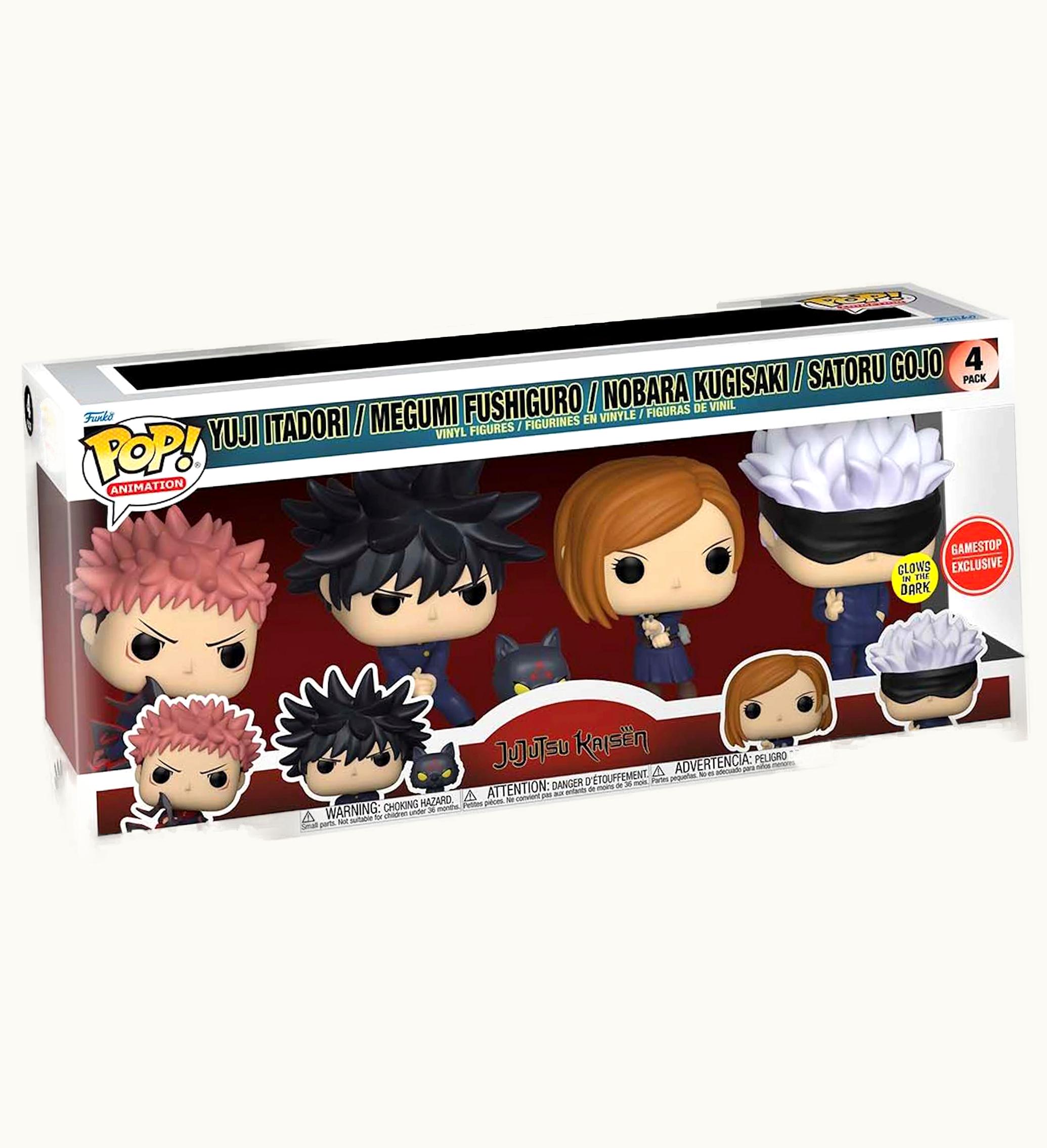 Funko Pop Animation Jujutsu Kaisen Yuji Itadori Megumi Fushguro Nobara Kugisaki And Satoru Gojo Gitd Gamestop Exclusive 4 Pack