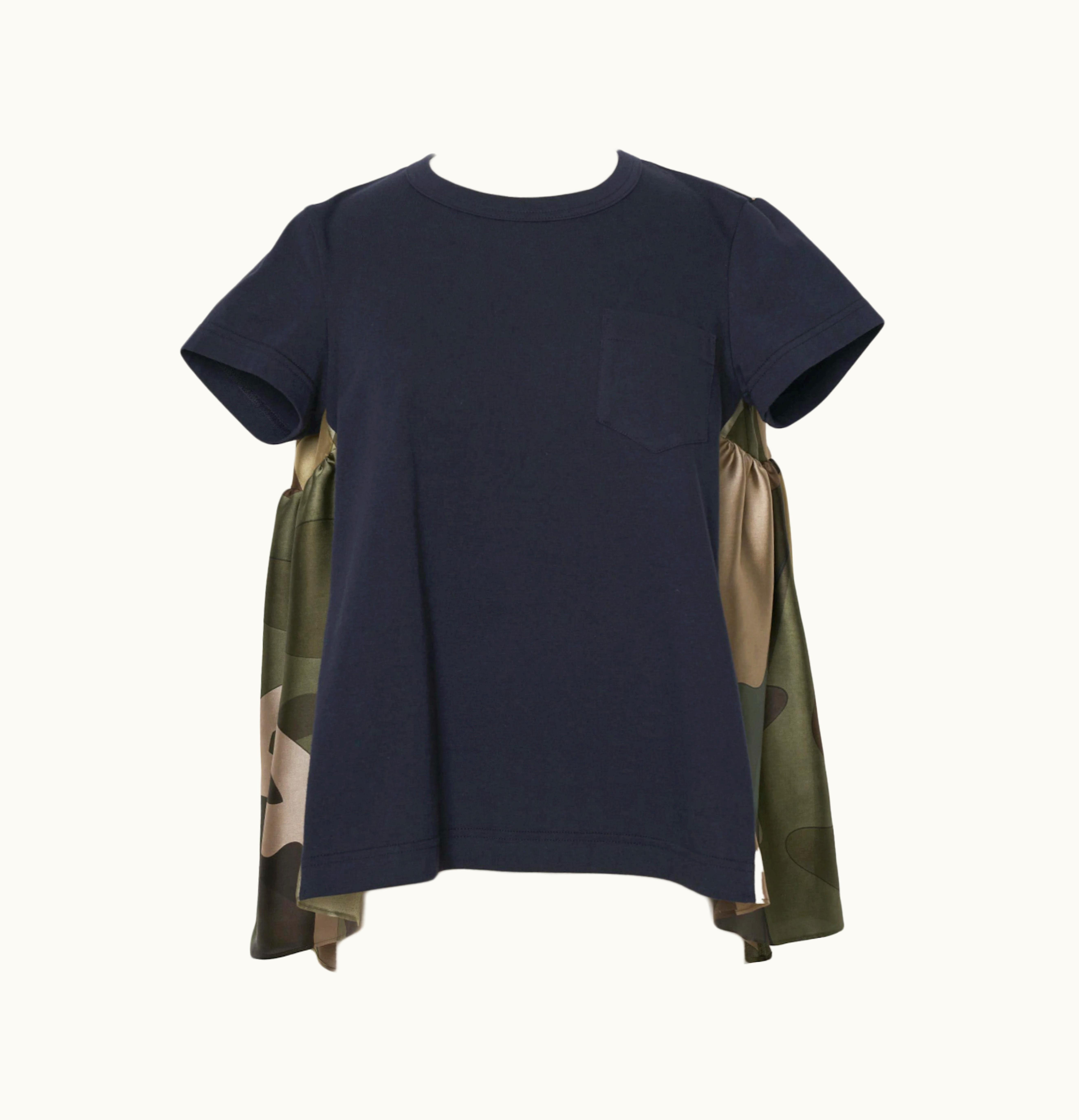 KAWS X Sacai Womens Cotton X Satin Tee Camo