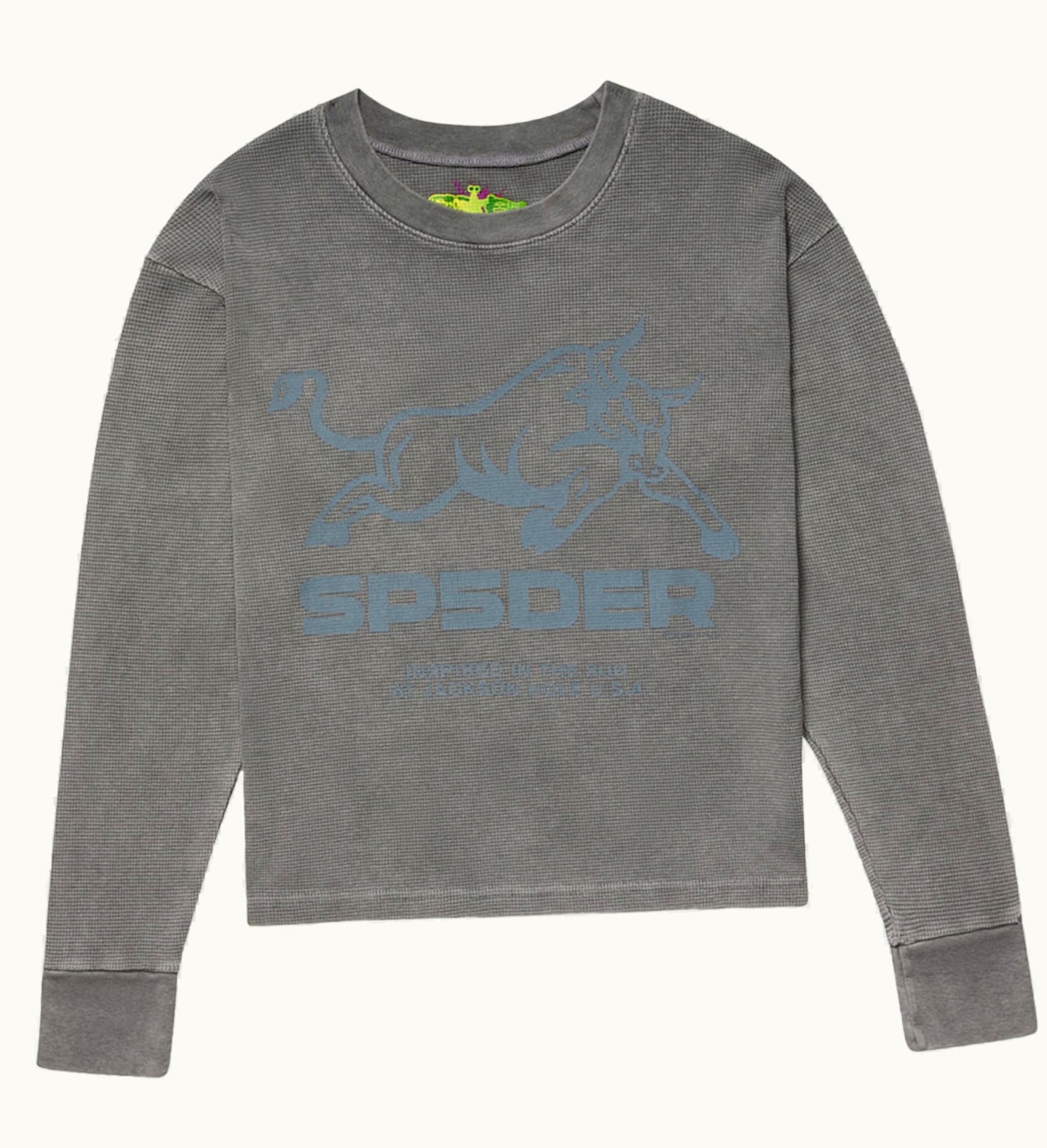 Sp5der Sp5der Grey Bull Thermal L S Tee Grey